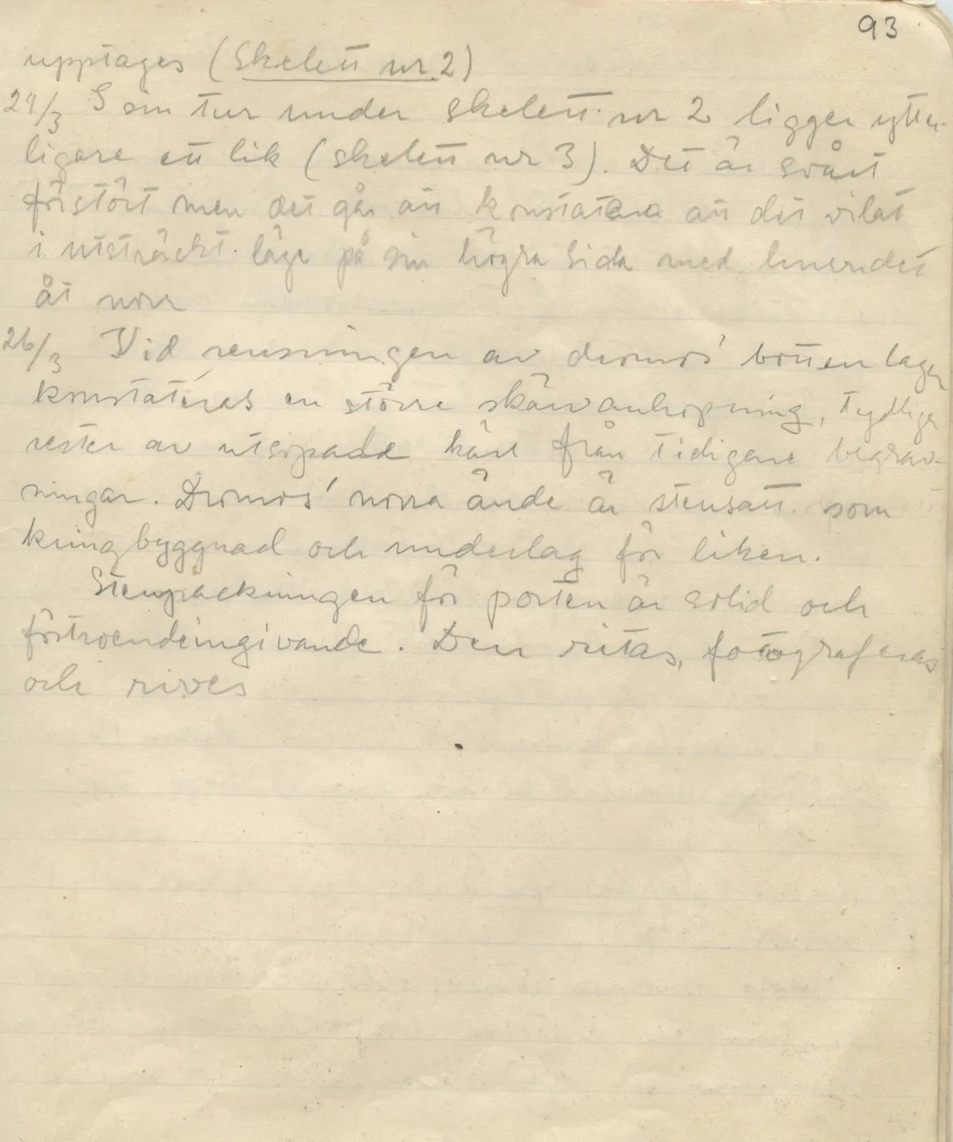 Scan 93 of field diary DII:1b (Lapithos, Kastros), handwritten in Swedish. The transcription and translation follow.