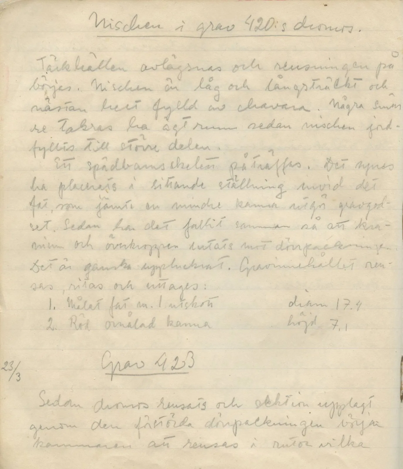 Scan 94 of field diary DII:1b (Lapithos, Kastros), handwritten in Swedish. The transcription and translation follow.