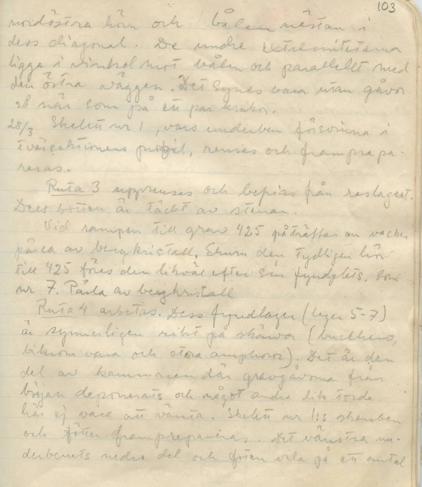 Scan 104 of field diary DII:1b (Lapithos, Kastros), handwritten in Swedish. The transcription and translation follow.