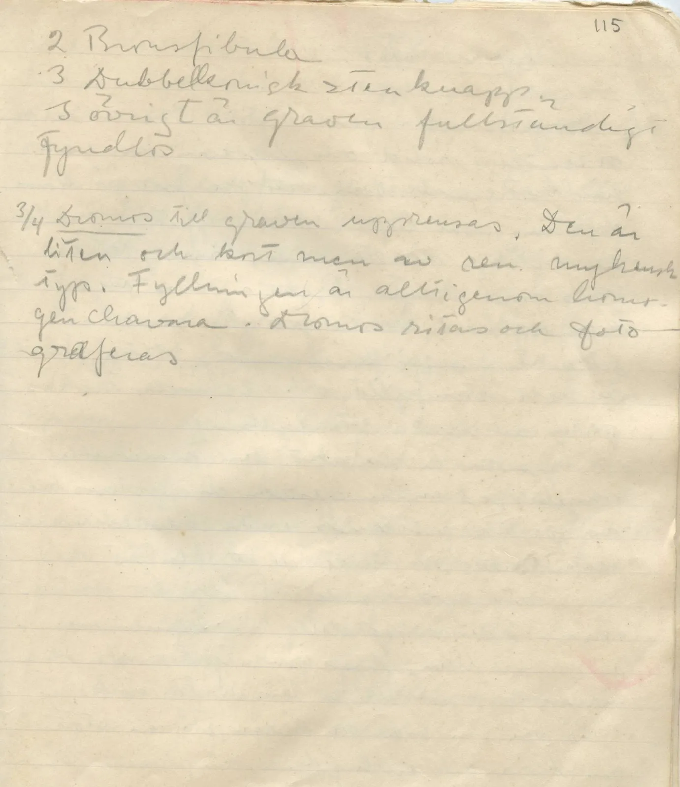 Scan 116 of field diary DII:1b (Lapithos, Kastros), handwritten in Swedish. The transcription and translation follow.