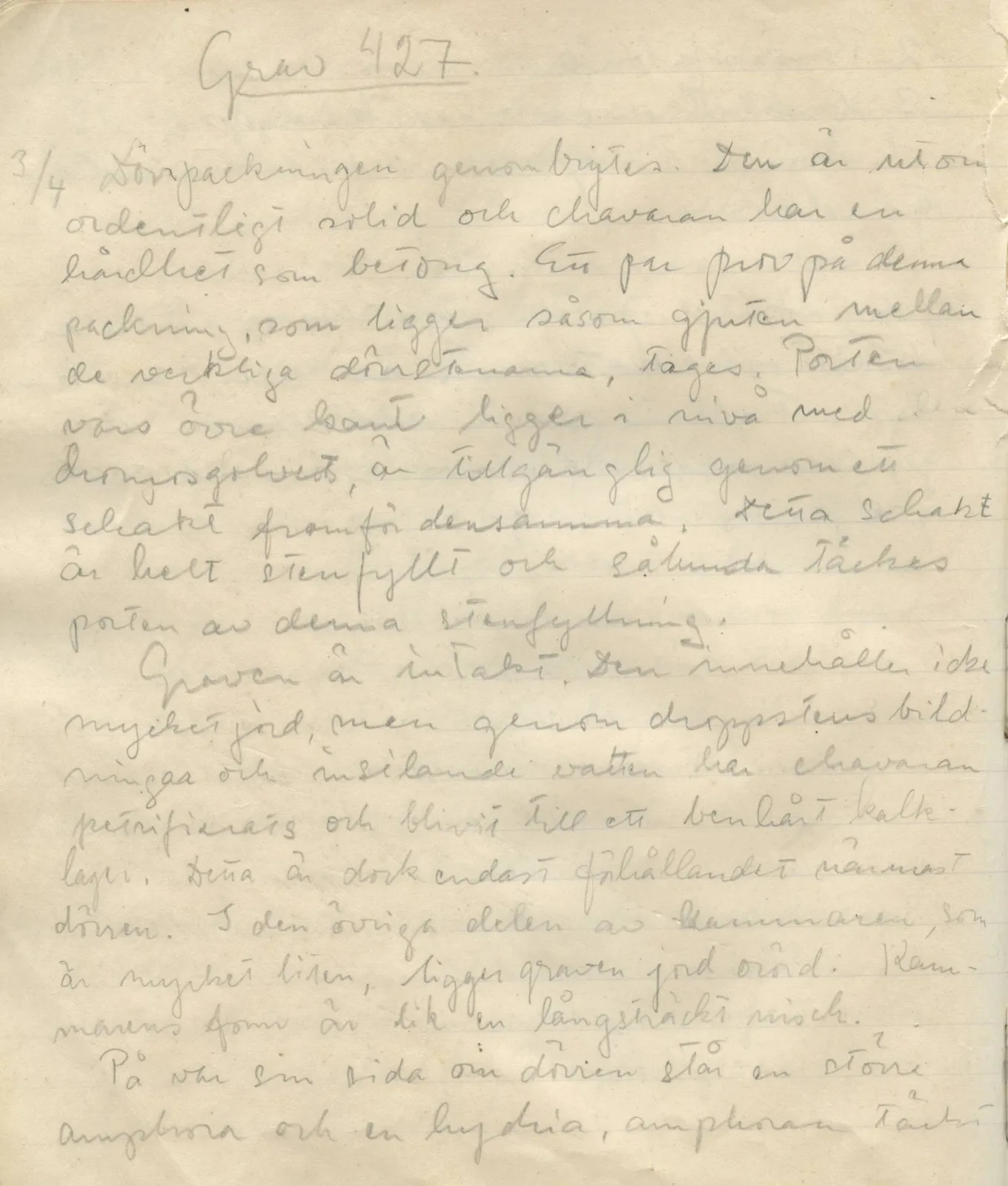 Scan 117 of field diary DII:1b (Lapithos, Kastros), handwritten in Swedish. The transcription and translation follow.