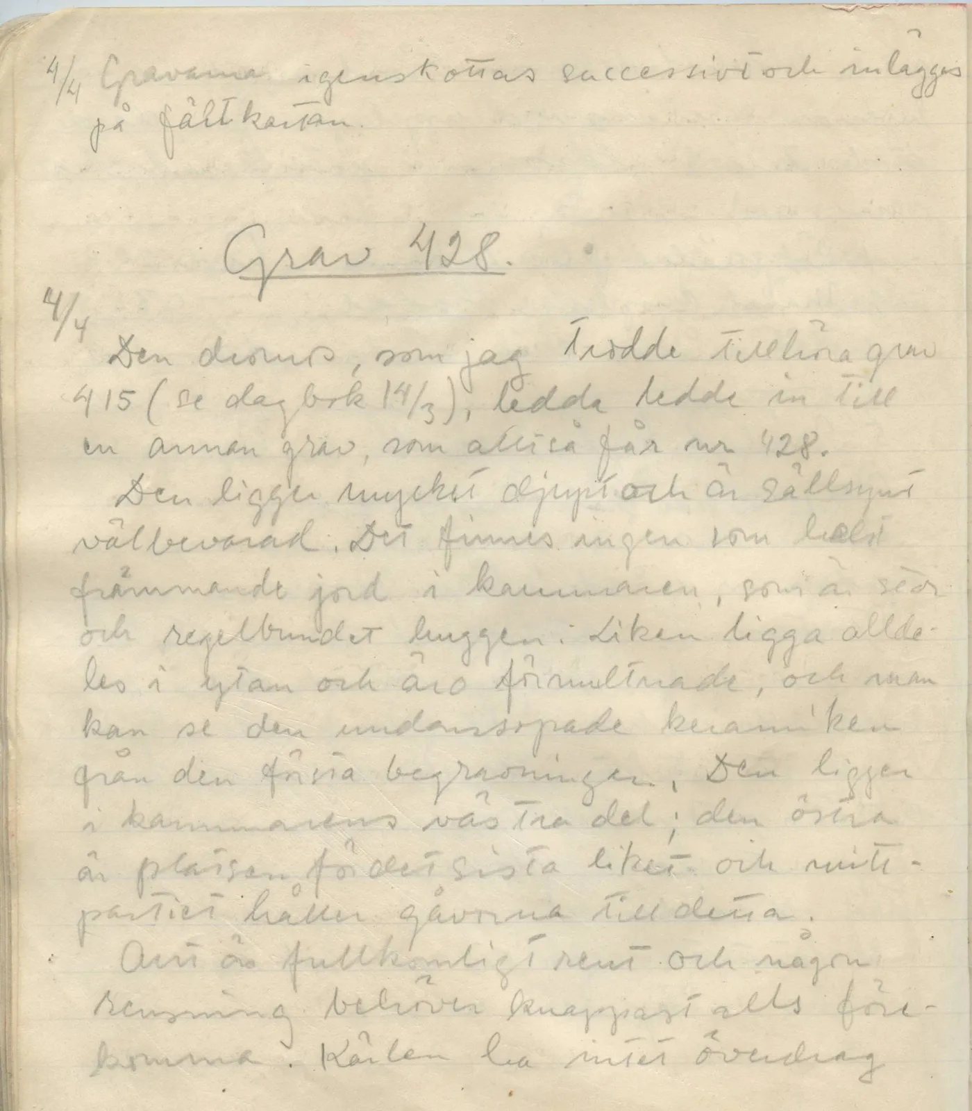 Scan 119 of field diary DII:1b (Lapithos, Kastros), handwritten in Swedish. The transcription and translation follow.