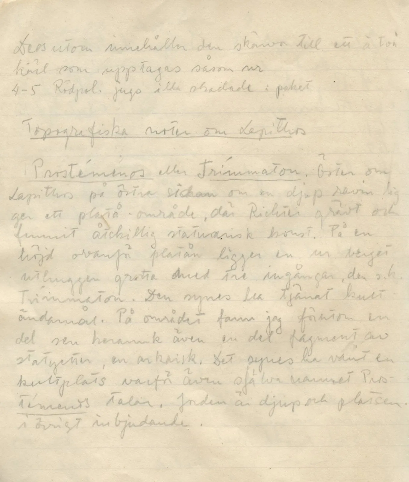 Scan 145 of field diary DII:1b (Lapithos, Kastros), handwritten in Swedish. The transcription and translation follow.