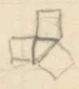 Small geometric figure of three squares meeting at the corners of a central right triangle