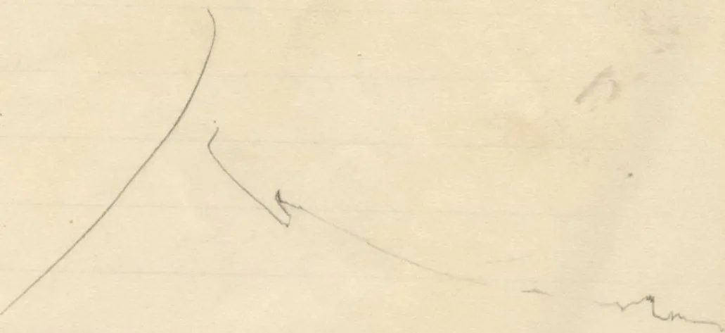 Faint pencil curves and lines across the page