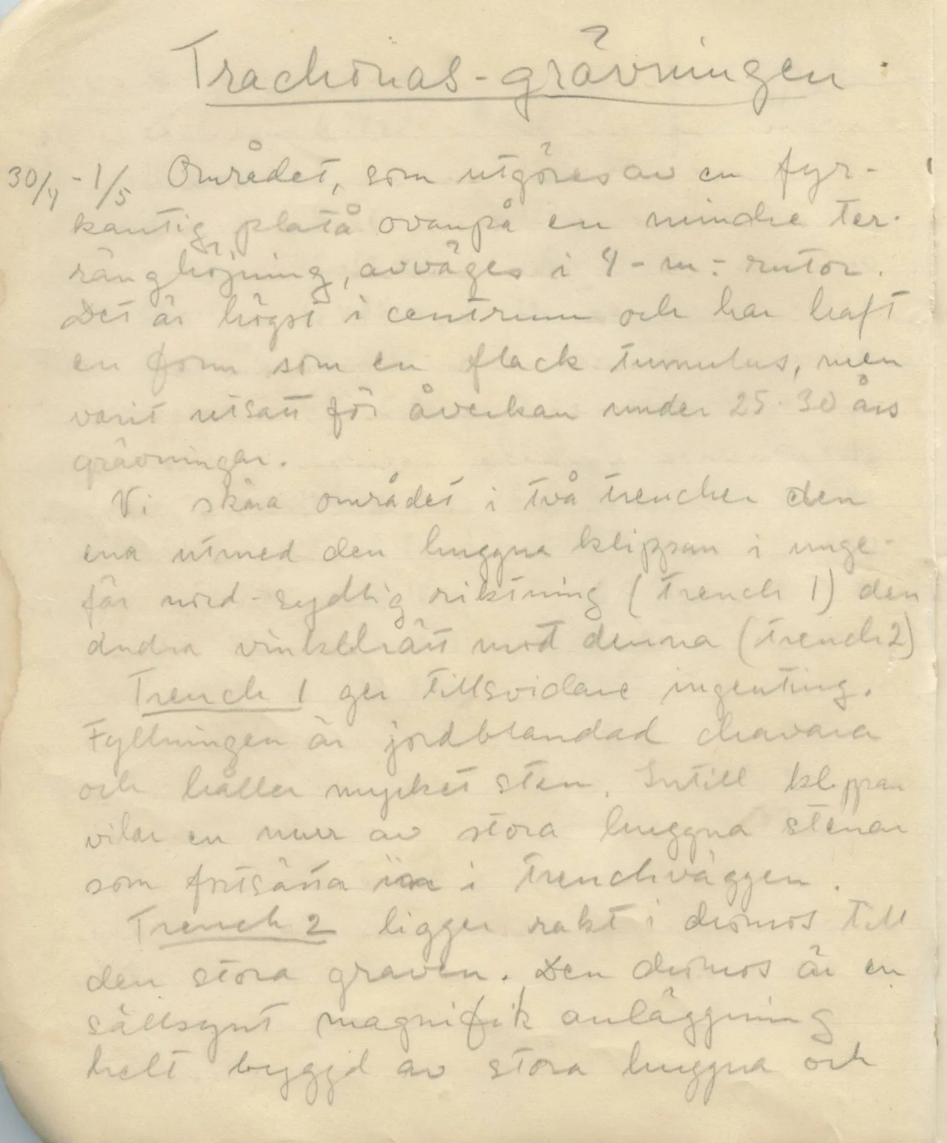 Scan 16 of field diary DII:1c (Oura, Trachonas and Idalion), handwritten in Swedish. The transcription and translation follow.