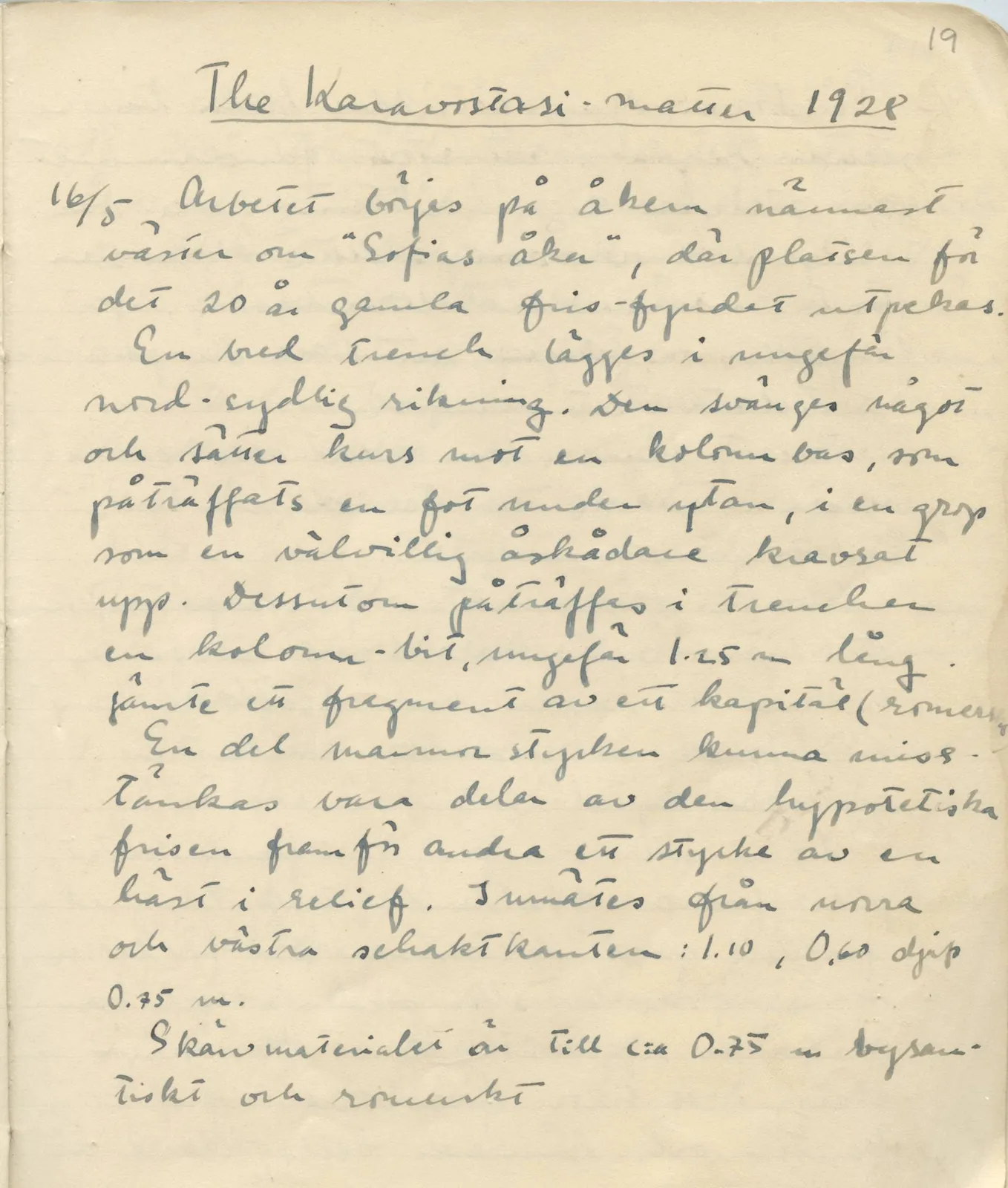 Scan 21 of field diary DII:1c (Oura, Trachonas and Idalion), handwritten in Swedish. The transcription and translation follow.
