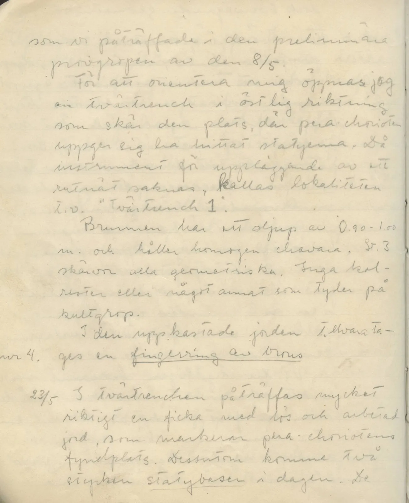Scan 29 of field diary DII:1c (Oura, Trachonas and Idalion), handwritten in Swedish. The transcription and translation follow.