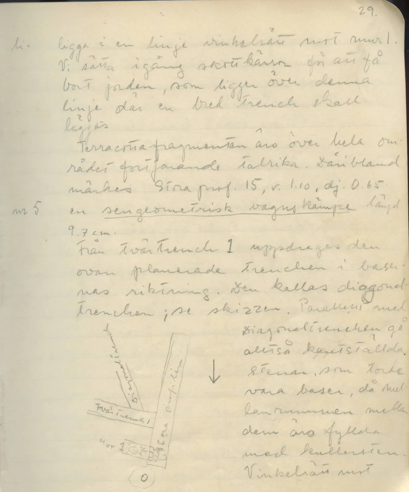 Scan 30 of field diary DII:1c (Oura, Trachonas and Idalion), handwritten in Swedish, with drawings. The transcription and translation follow.