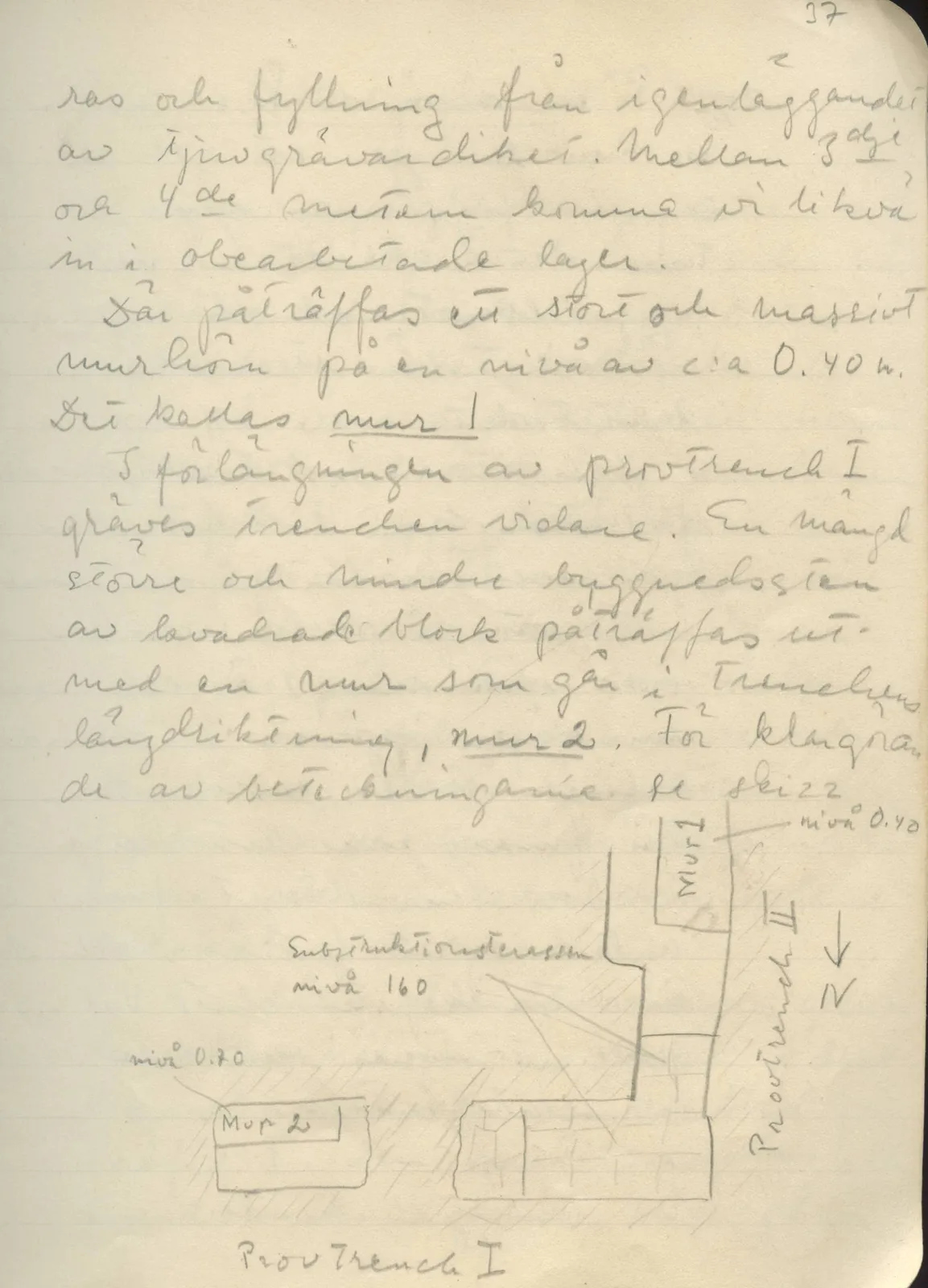 Scan 38 of field diary DII:1c (Oura, Trachonas and Idalion), handwritten in Swedish, with drawings. The transcription and translation follow.