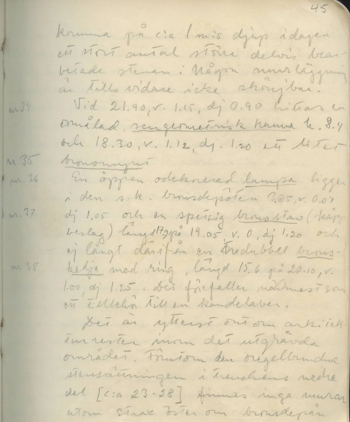 Scan 46 of field diary DII:1c (Oura, Trachonas and Idalion), handwritten in Swedish. The transcription and translation follow.