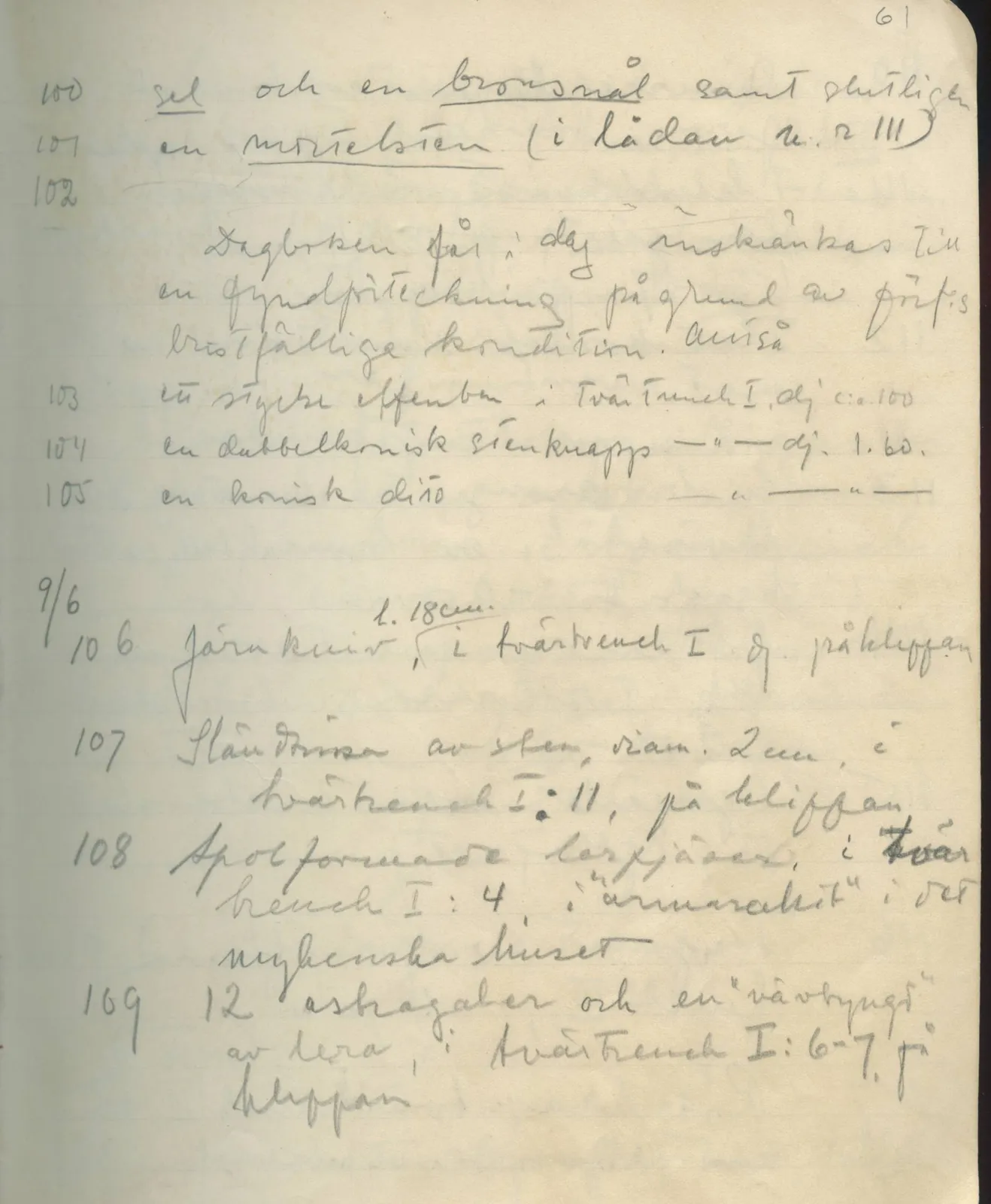 Scan 62 of field diary DII:1c (Oura, Trachonas and Idalion), handwritten in Swedish. The transcription and translation follow.