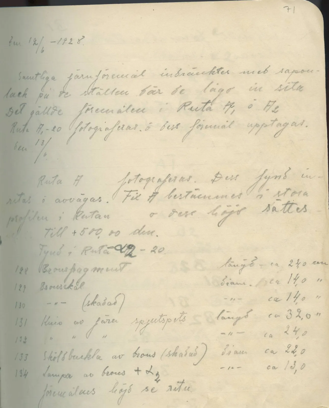 Scan 72 of field diary DII:1c (Oura, Trachonas and Idalion), handwritten in Swedish. The transcription and translation follow.