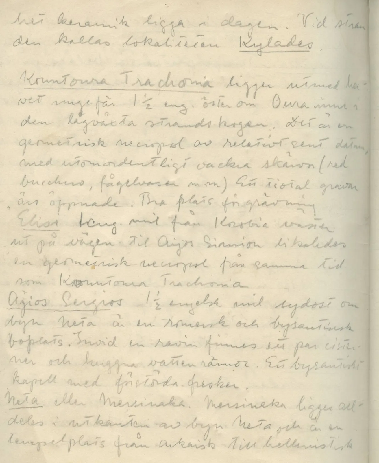 Scan 123 of field diary DII:1c (Oura, Trachonas and Idalion), handwritten in Swedish. The transcription and translation follow.