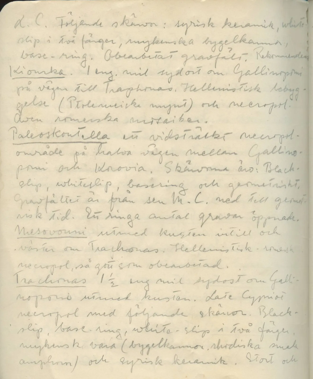Scan 125 of field diary DII:1c (Oura, Trachonas and Idalion), handwritten in Swedish. The transcription and translation follow.