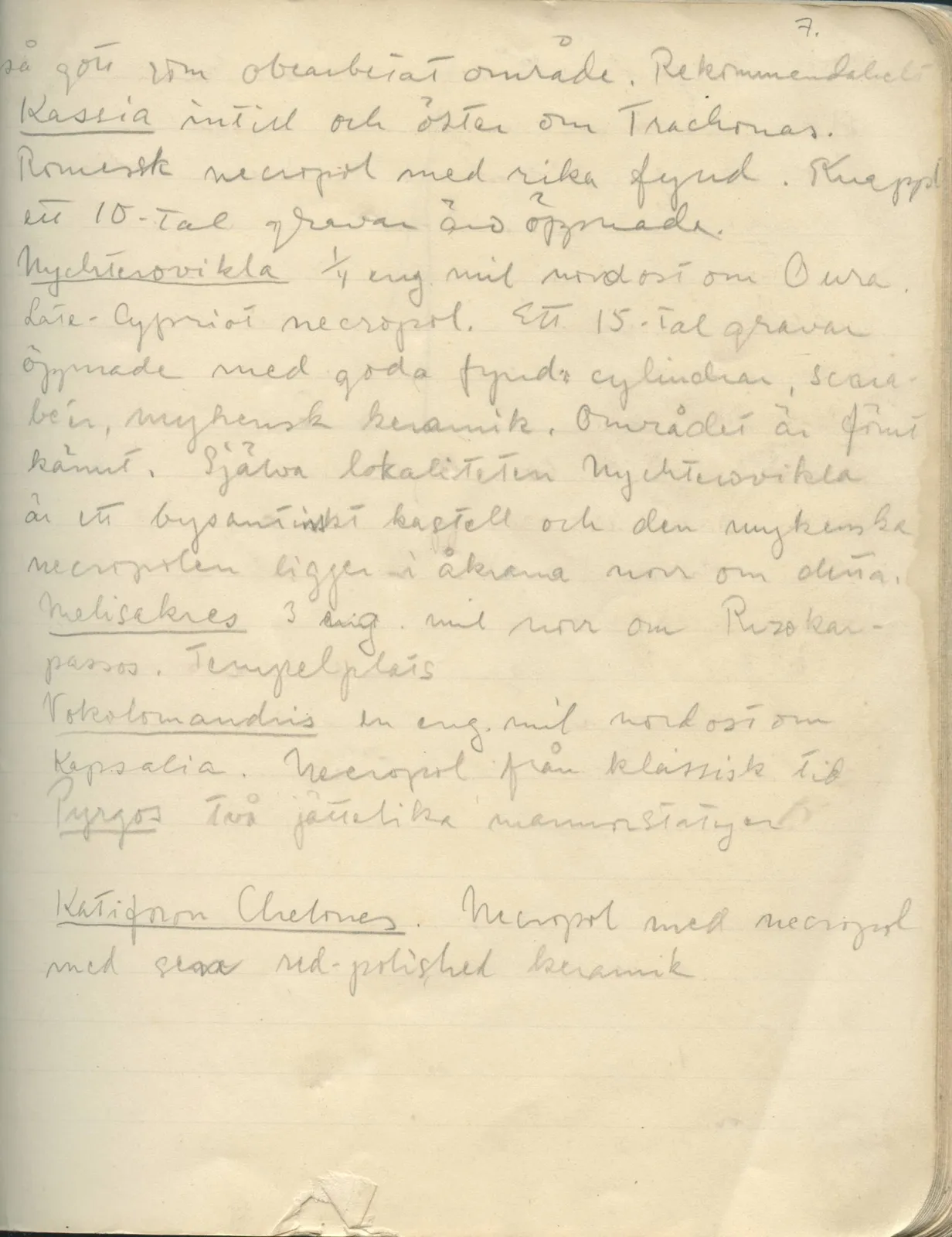 Scan 126 of field diary DII:1c (Oura, Trachonas and Idalion), handwritten in Swedish. The transcription and translation follow.