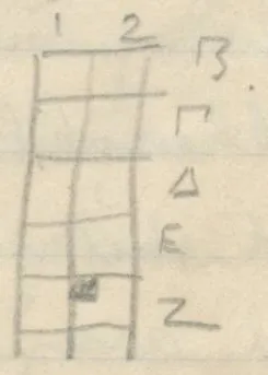 Grid of 2 columns and 4 rows with one shaded cell