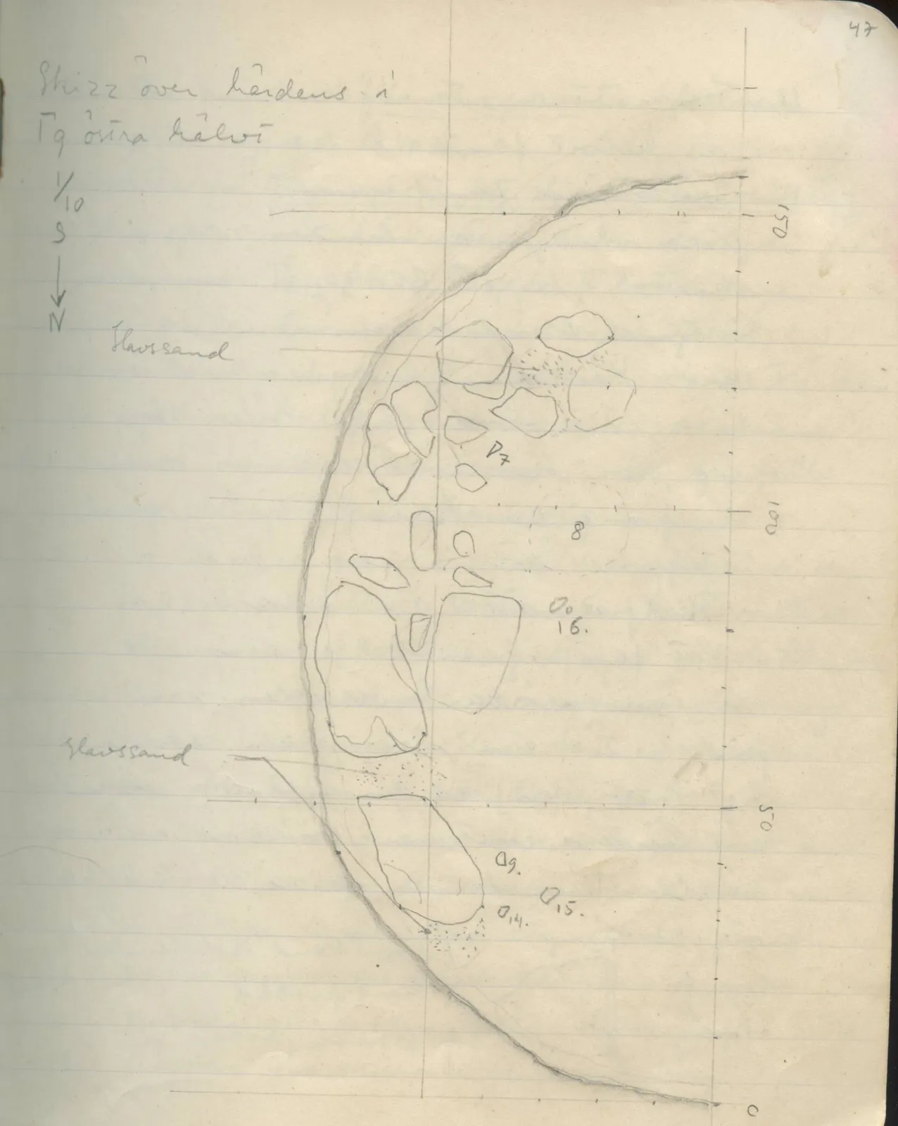 Scan 48 of field diary DII:1d (Idalion and Lapithos, Plakes), handwritten in Swedish, with drawings. The transcription and translation follow.