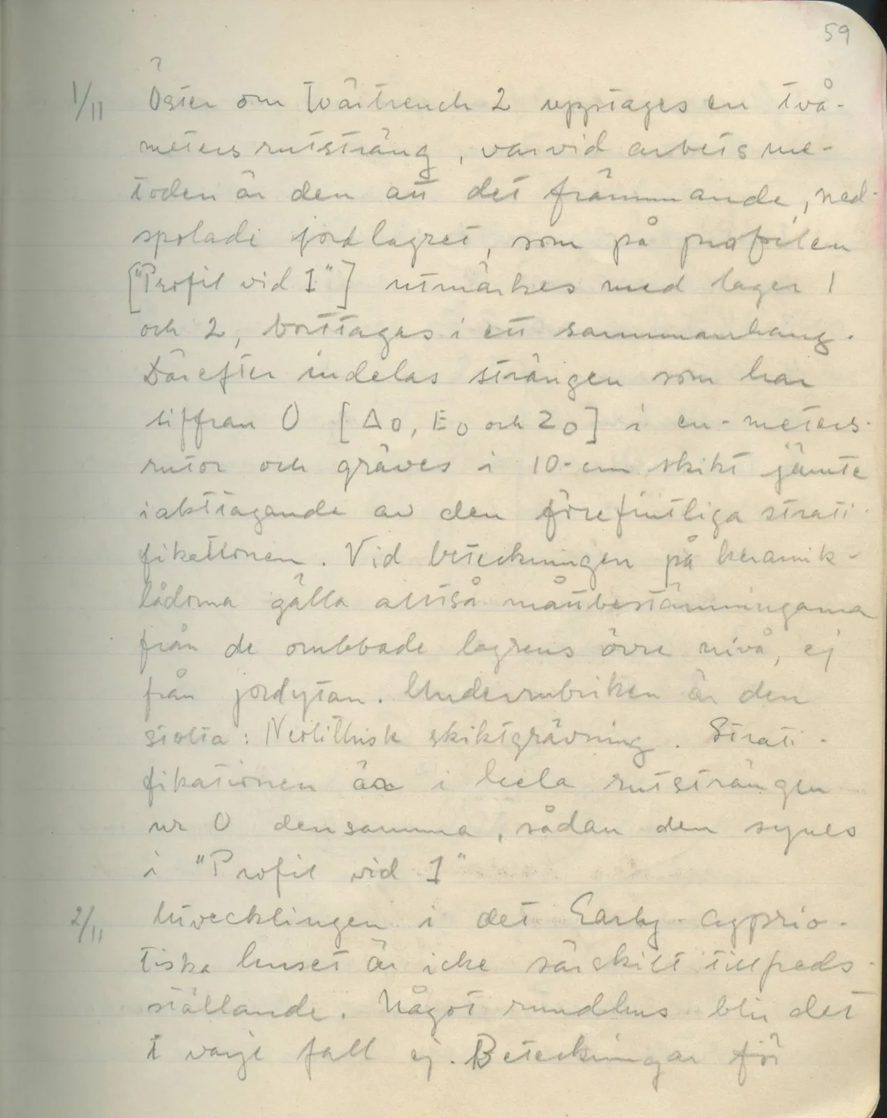 Scan 60 of field diary DII:1d (Idalion and Lapithos, Plakes), handwritten in Swedish. The transcription and translation follow.