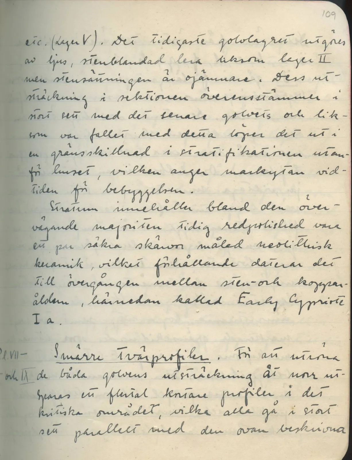 Scan 110 of field diary DII:1d (Idalion and Lapithos, Plakes), handwritten in Swedish. The transcription and translation follow.