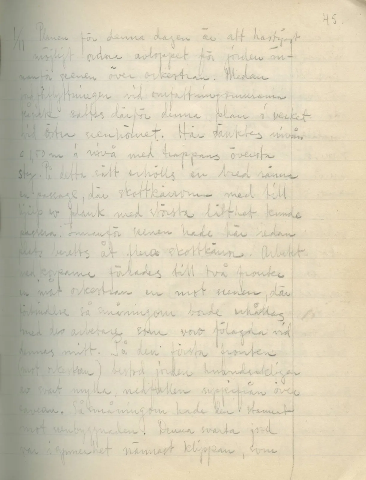 Scan 43 of field diary DII:2a (Soli, the theatre), handwritten in Swedish. The transcription and translation follow.