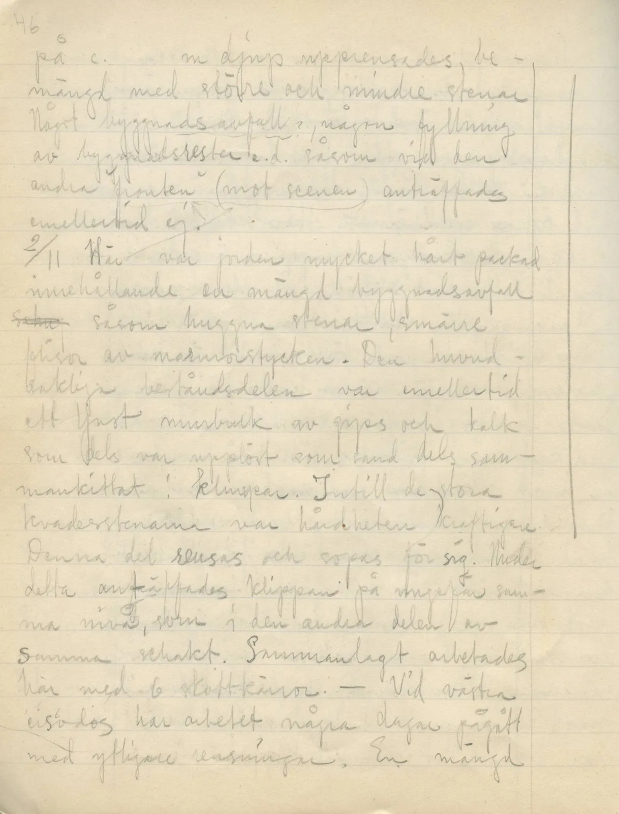 Scan 44 of field diary DII:2a (Soli, the theatre), handwritten in Swedish. The transcription and translation follow.