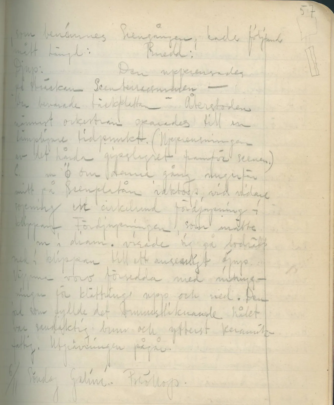 Scan 55 of field diary DII:2a (Soli, the theatre), handwritten in Swedish. The transcription and translation follow.