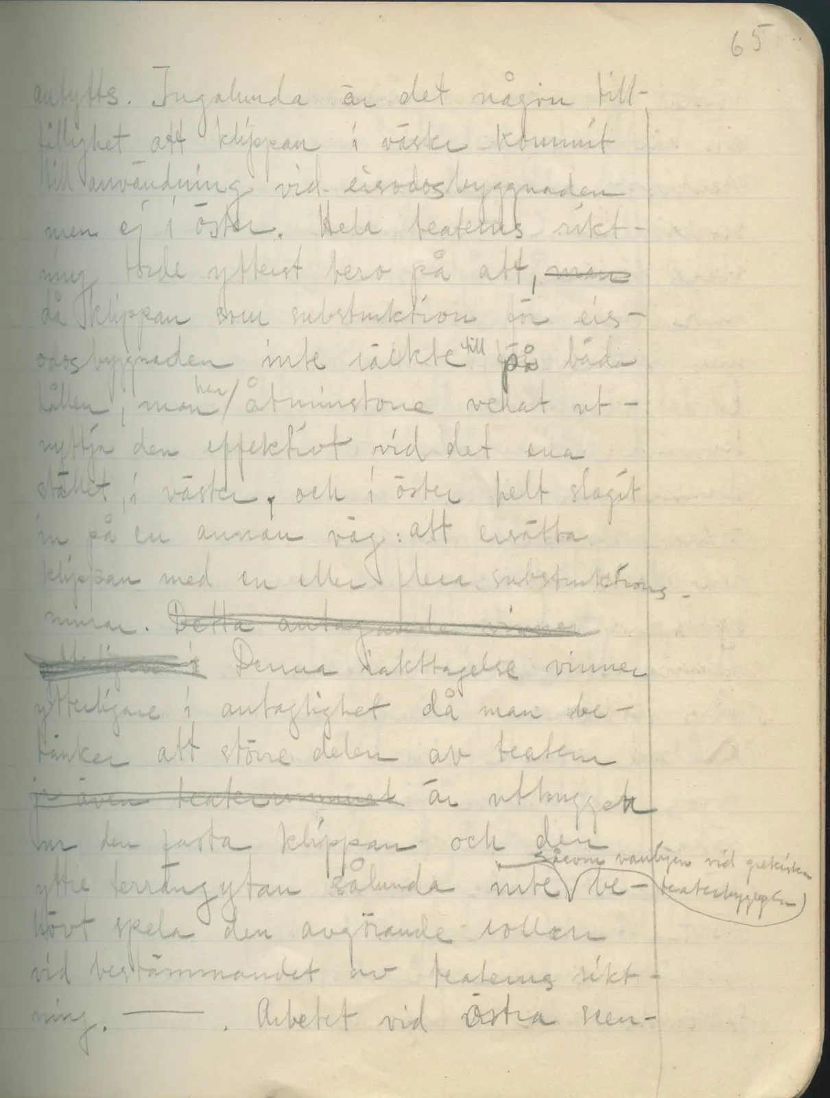 Scan 63 of field diary DII:2a (Soli, the theatre), handwritten in Swedish. The transcription and translation follow.