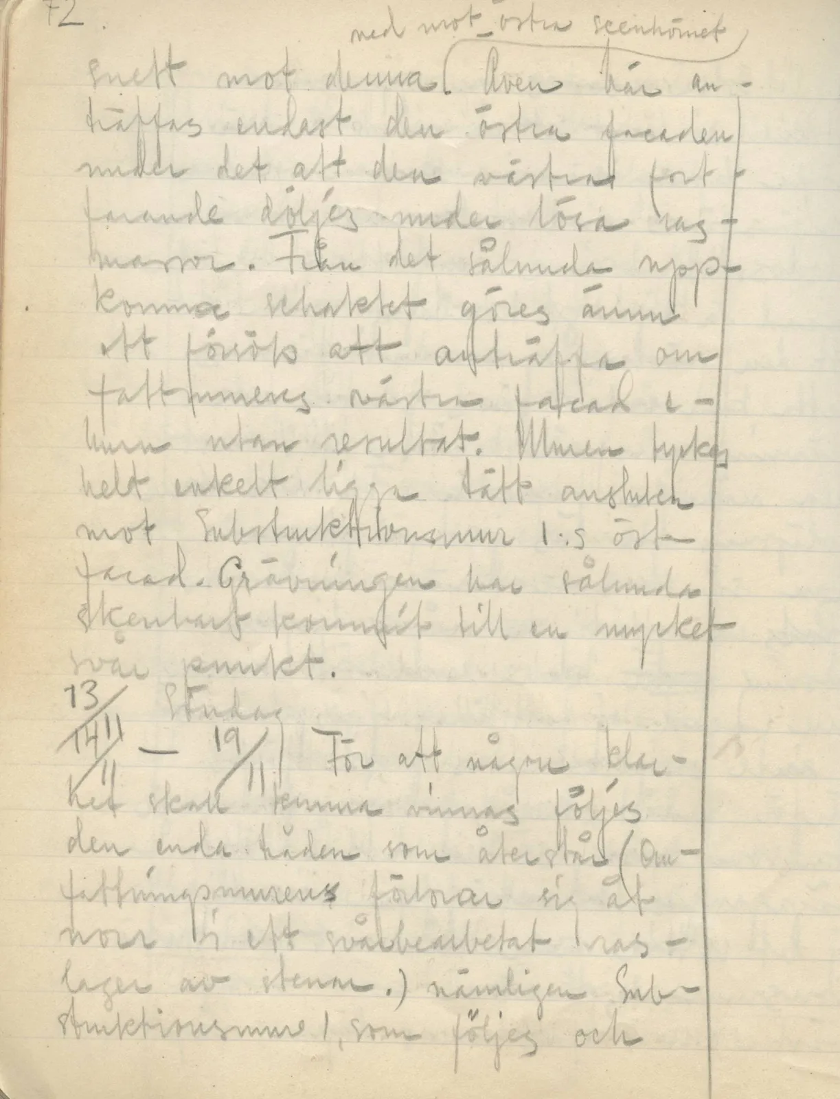Scan 70 of field diary DII:2a (Soli, the theatre), handwritten in Swedish. The transcription and translation follow.