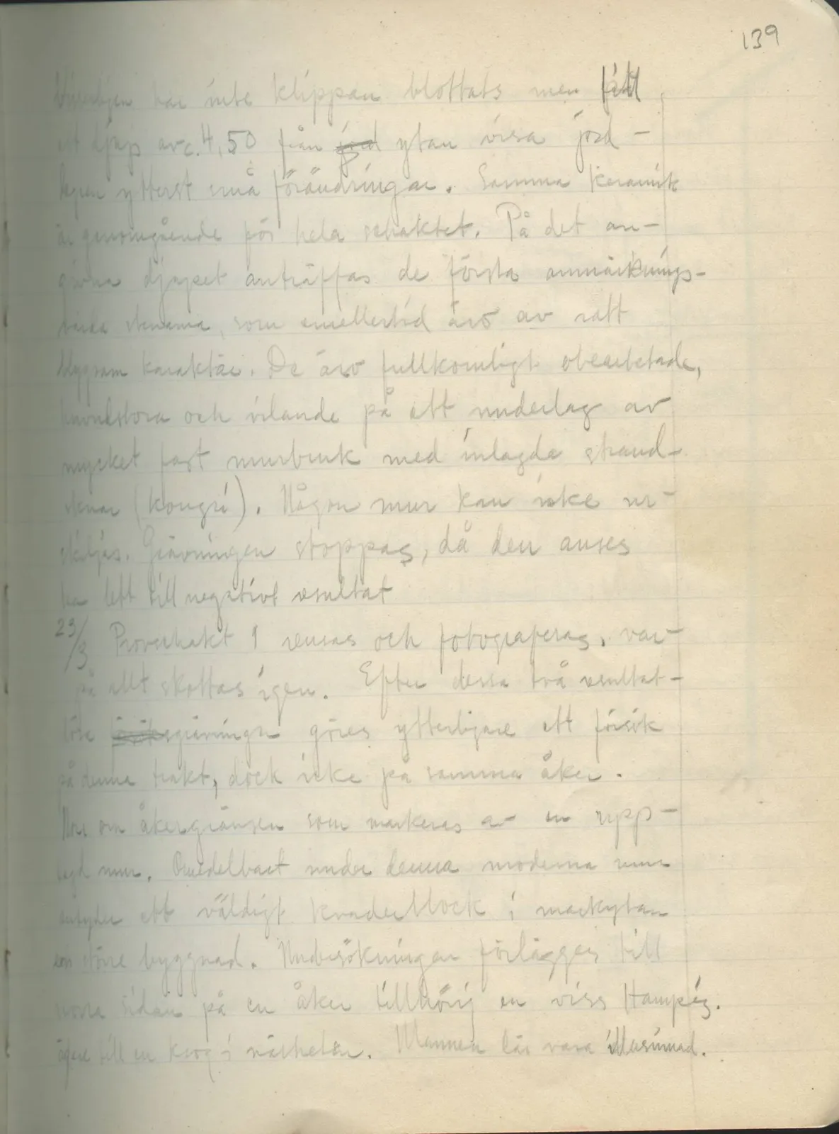 Scan 121 of field diary DII:2a (Soli, the theatre), handwritten in Swedish. The transcription and translation follow.