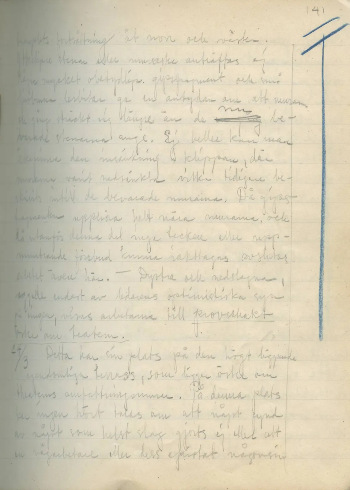 Scan 123 of field diary DII:2a (Soli, the theatre), handwritten in Swedish. The transcription and translation follow.
