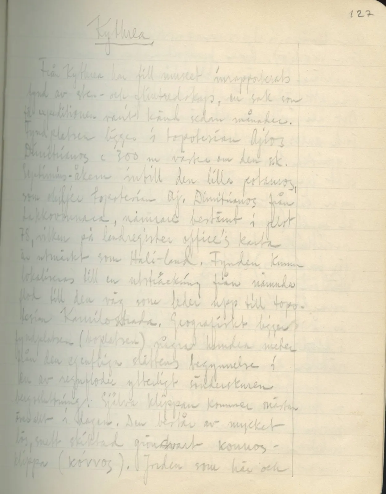 Scan 83 of field diary DII:2b (Milia, Soli and Kythrea), handwritten in Swedish. The transcription and translation follow.