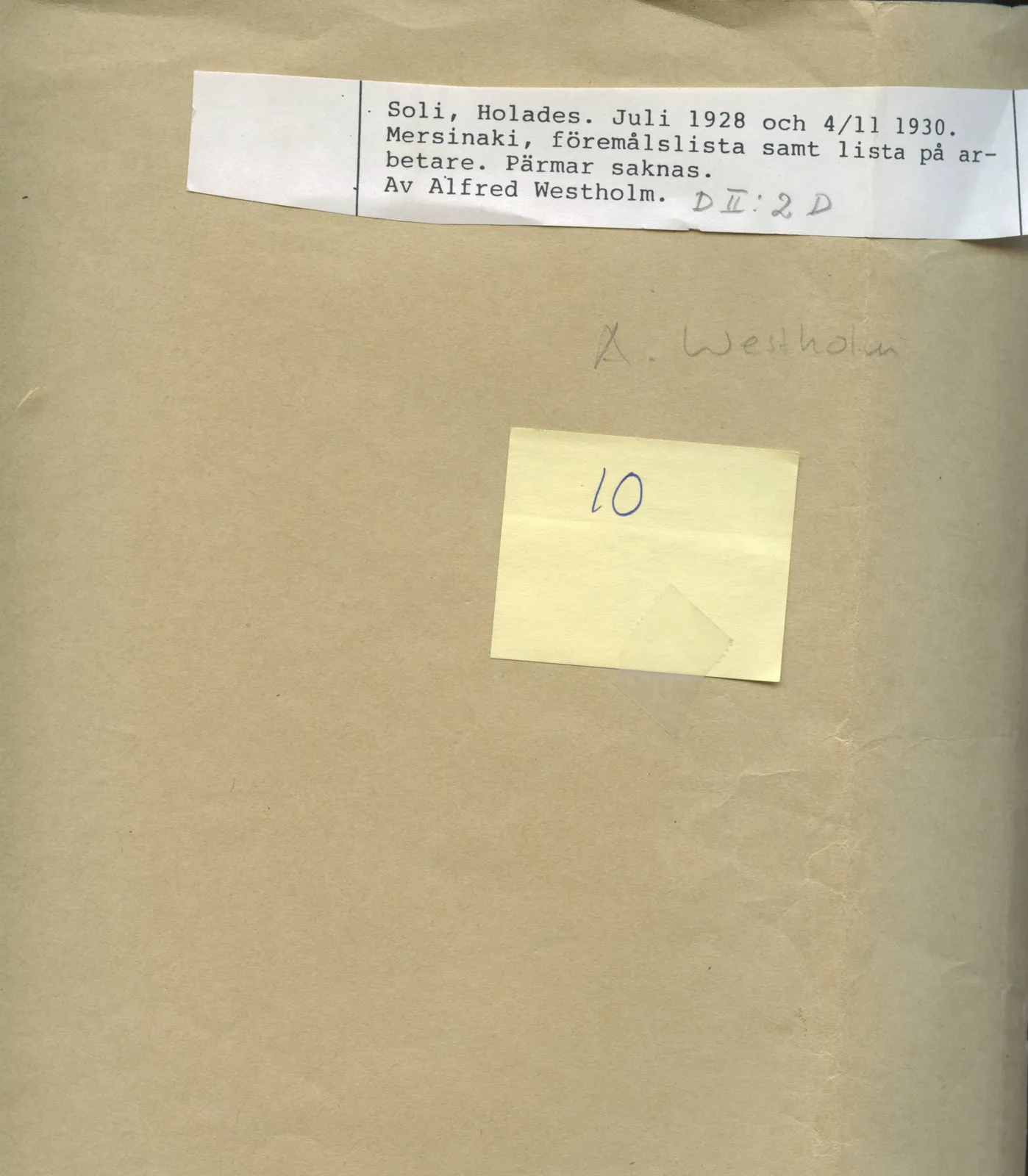 Scan 1 of field diary DII:2d (Soli, Cholades, and Mersinaki), handwritten in Swedish. The transcription and translation follow.