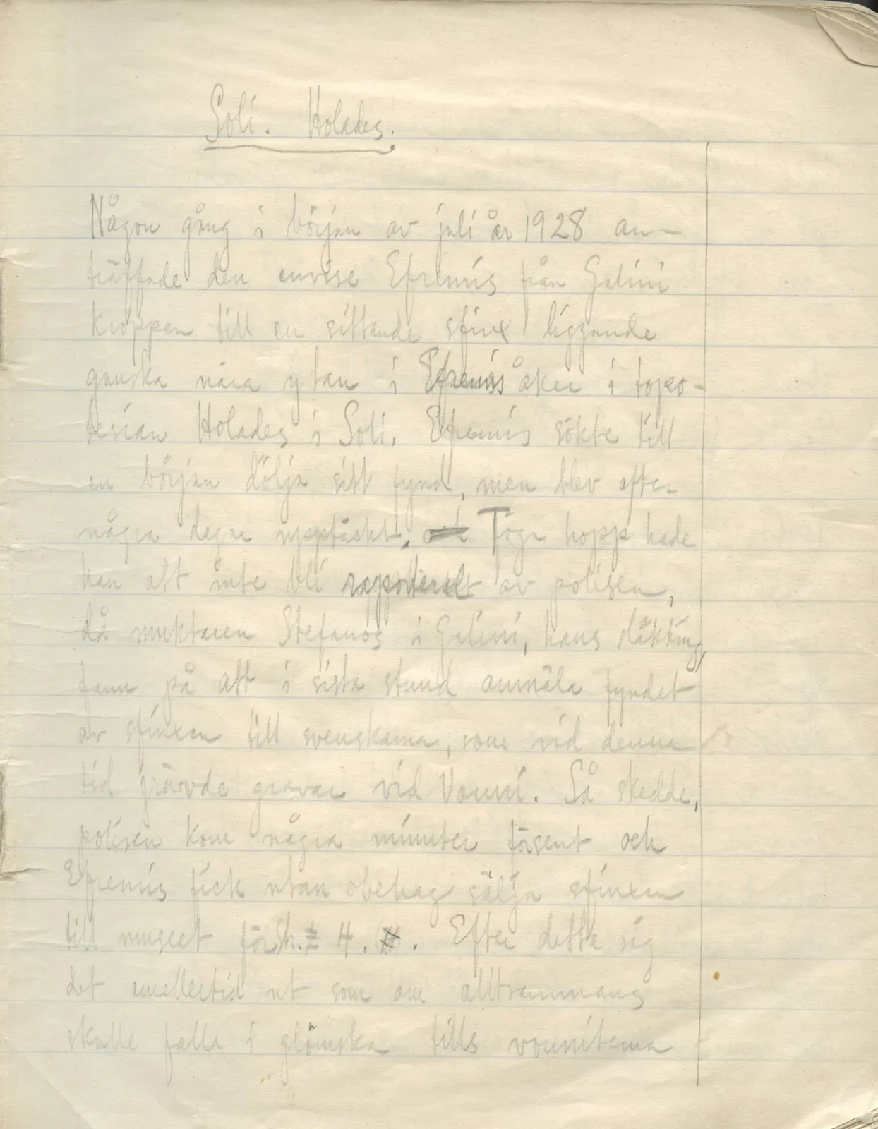Scan 5 of field diary DII:2d (Soli, Cholades, and Mersinaki), handwritten in Swedish. The transcription and translation follow.