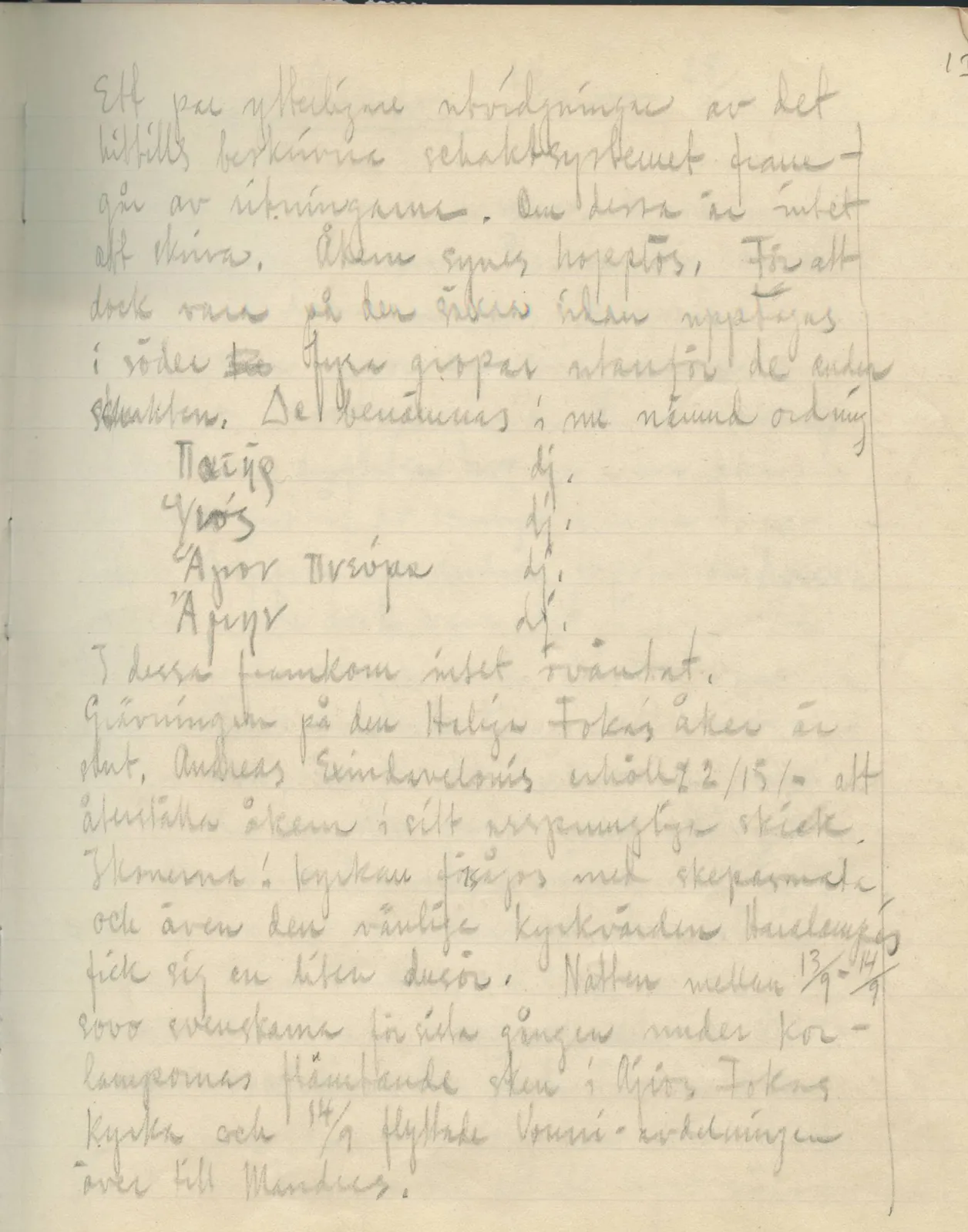 Scan 16 of field diary DII:2e (Ayios Phokas, Ayios Iakovos, Kition and Amathus), handwritten in Swedish. The transcription and translation follow.