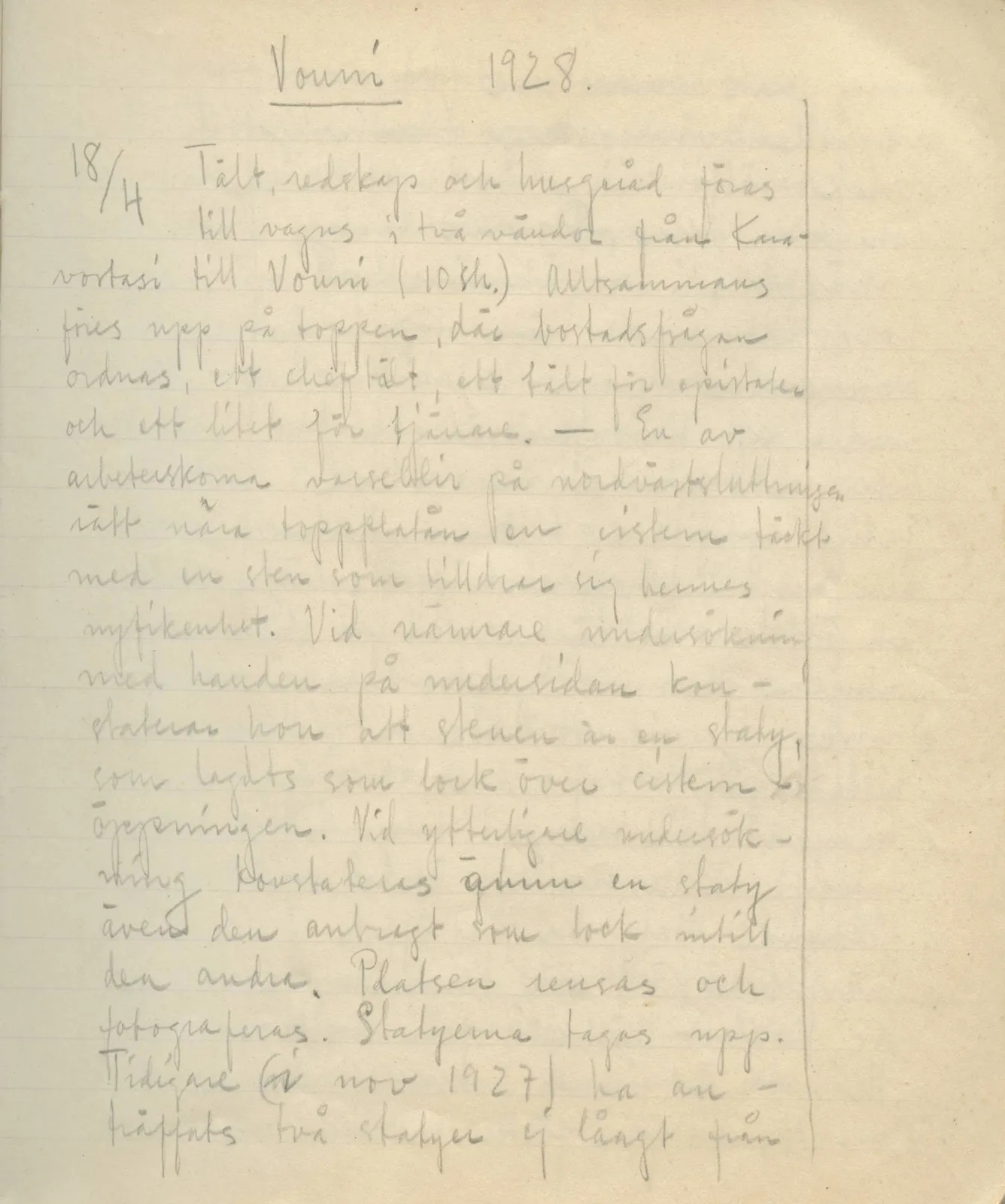 Scan 3 of field diary DII:3a (Vouni I), handwritten in Swedish. The transcription and translation follow.