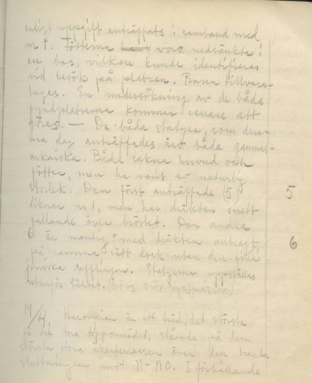 Scan 5 of field diary DII:3a (Vouni I), handwritten in Swedish. The transcription and translation follow.
