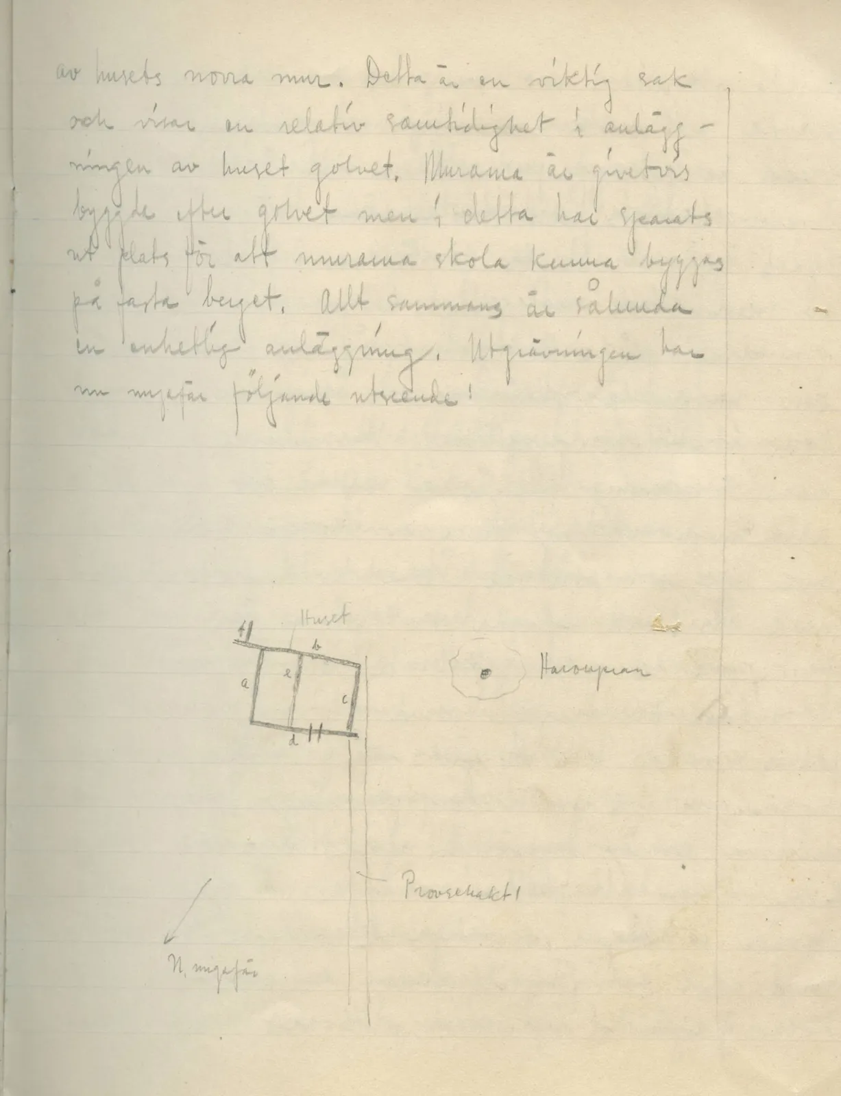 Scan 15 of field diary DII:3a (Vouni I), handwritten in Swedish, with drawings. The transcription and translation follow.