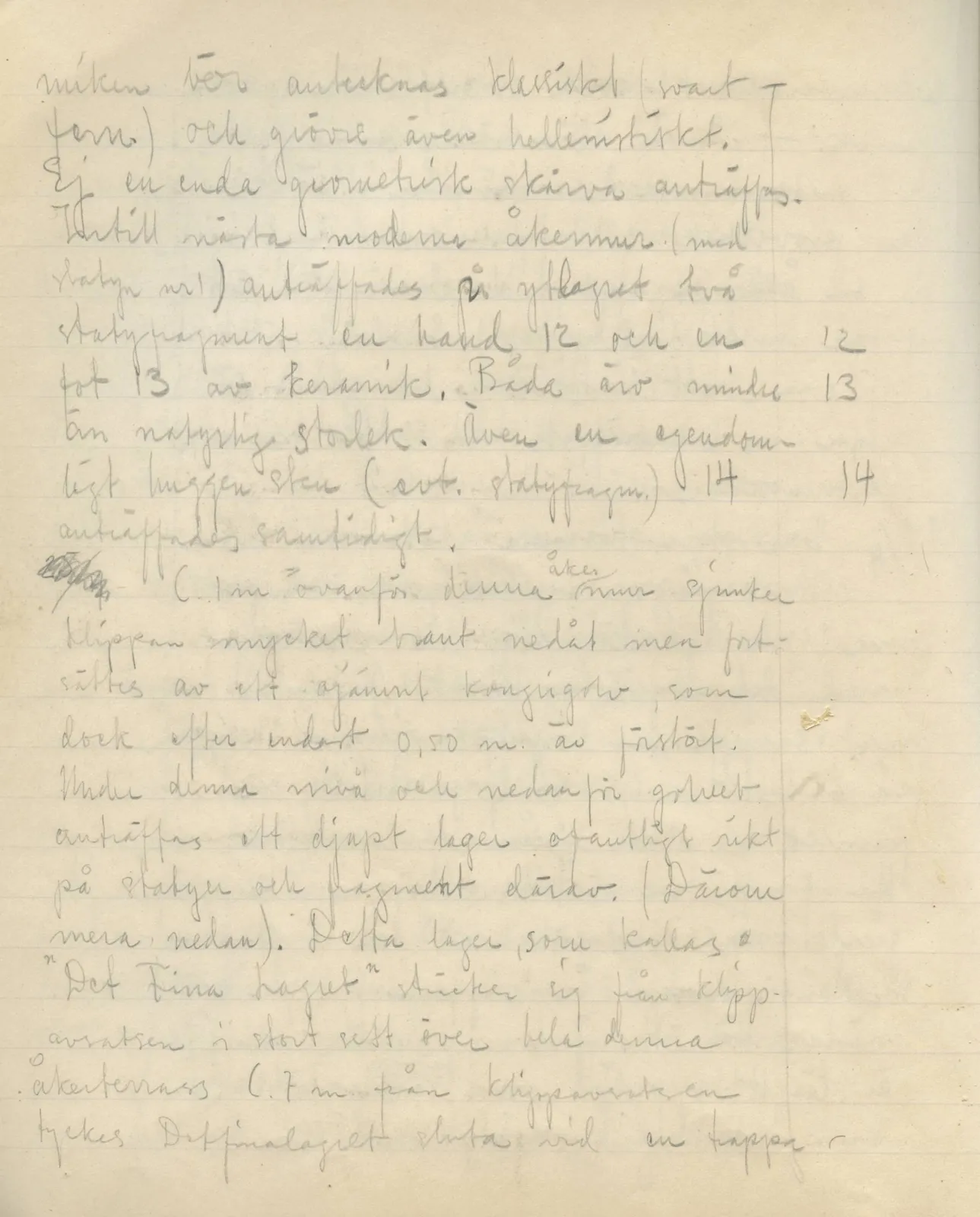 Scan 22 of field diary DII:3a (Vouni I), handwritten in Swedish. The transcription and translation follow.