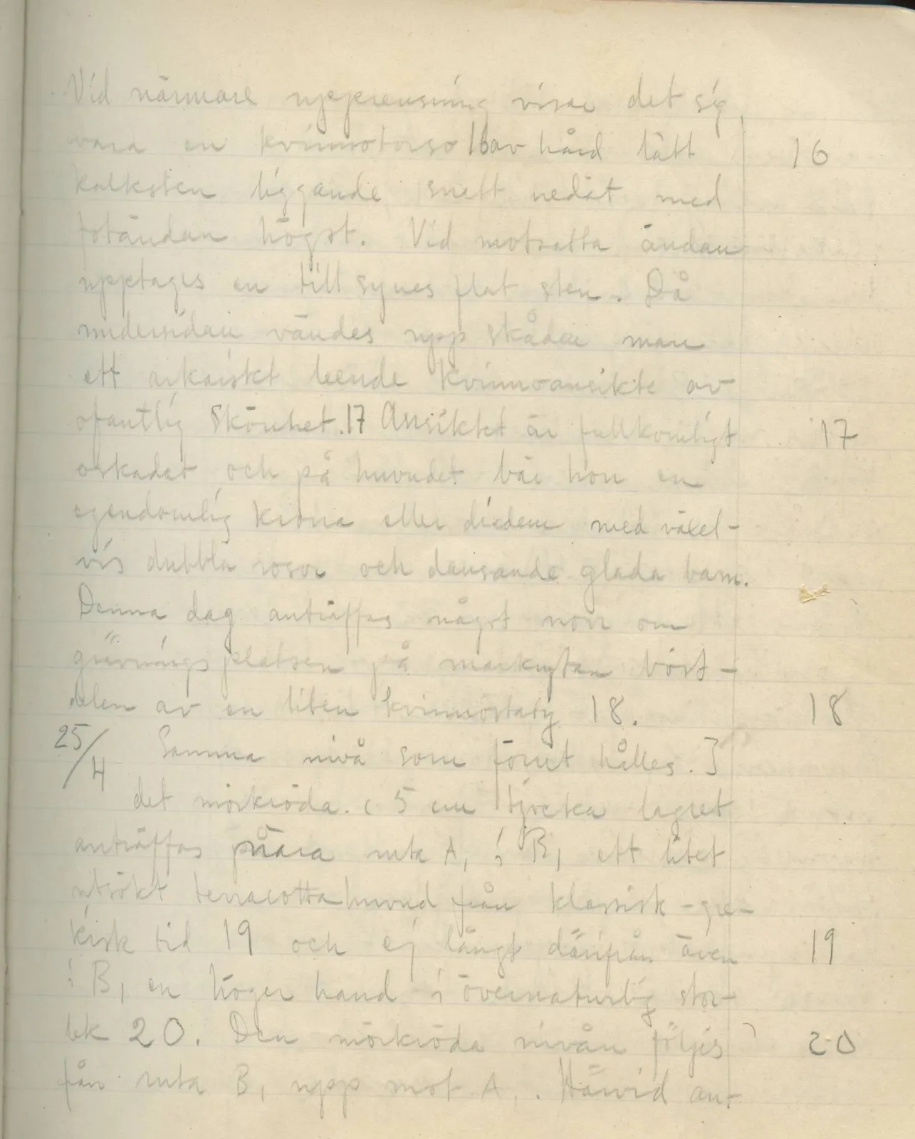 Scan 25 of field diary DII:3a (Vouni I), handwritten in Swedish. The transcription and translation follow.