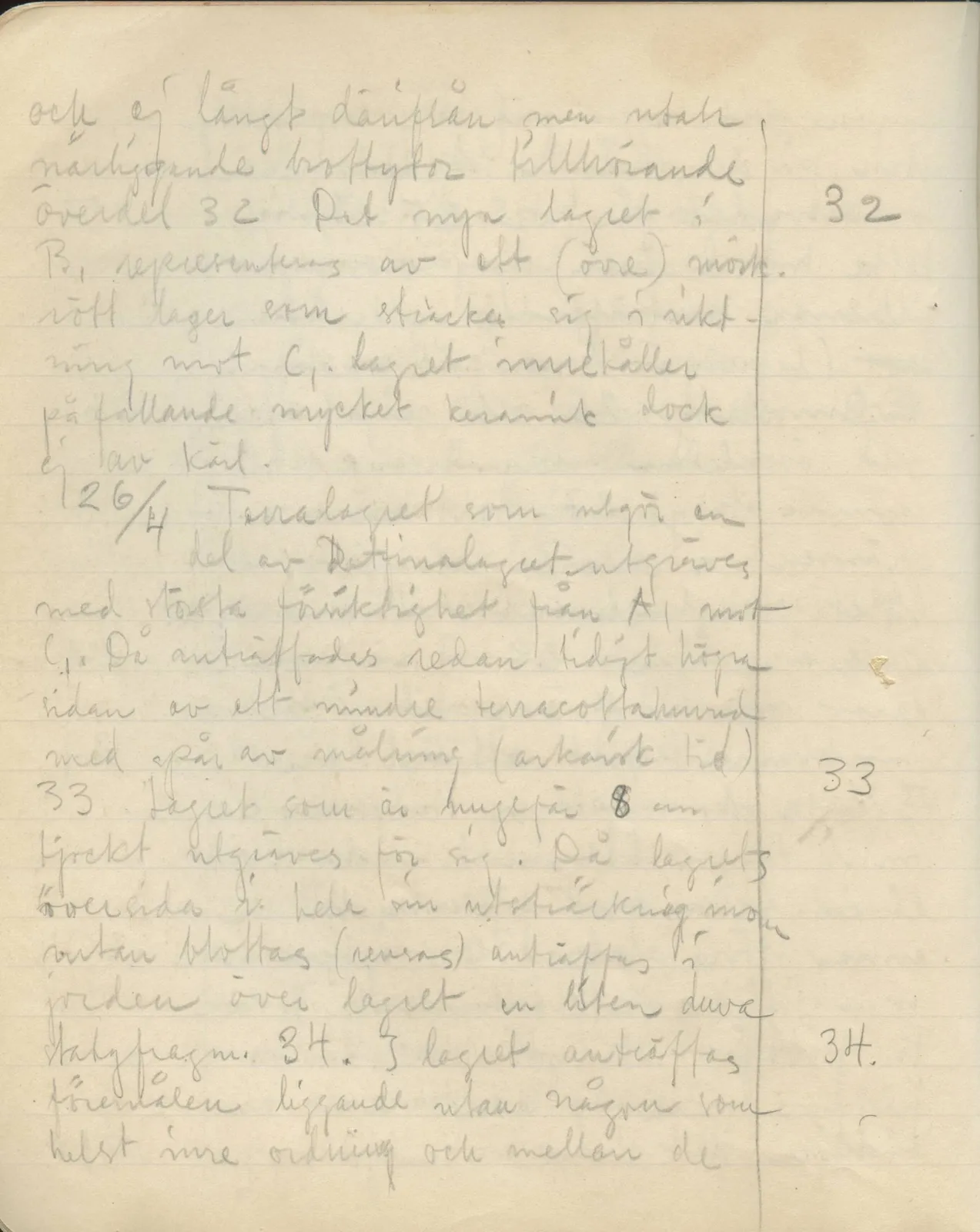 Scan 28 of field diary DII:3a (Vouni I), handwritten in Swedish. The transcription and translation follow.