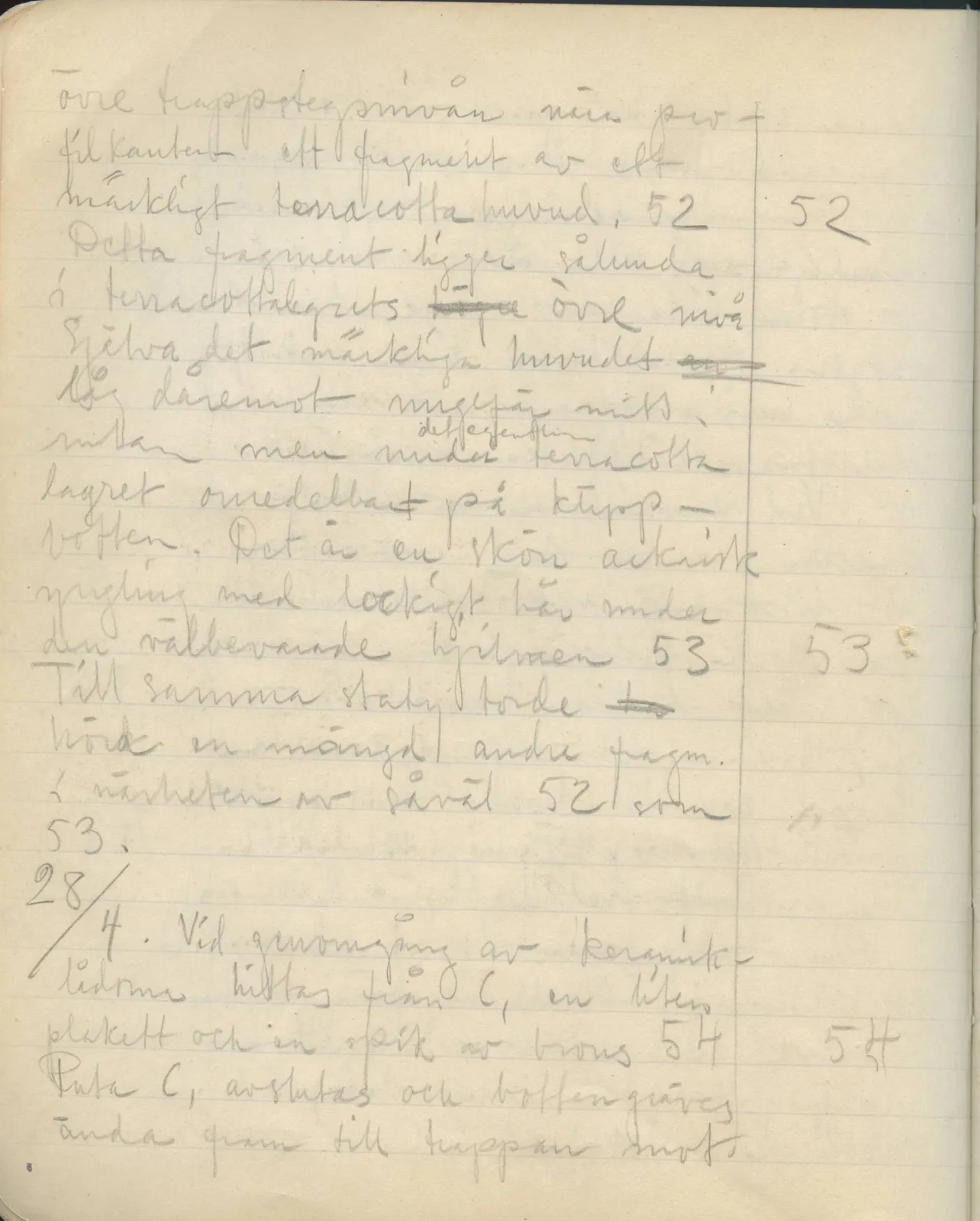 Scan 34 of field diary DII:3a (Vouni I), handwritten in Swedish. The transcription and translation follow.