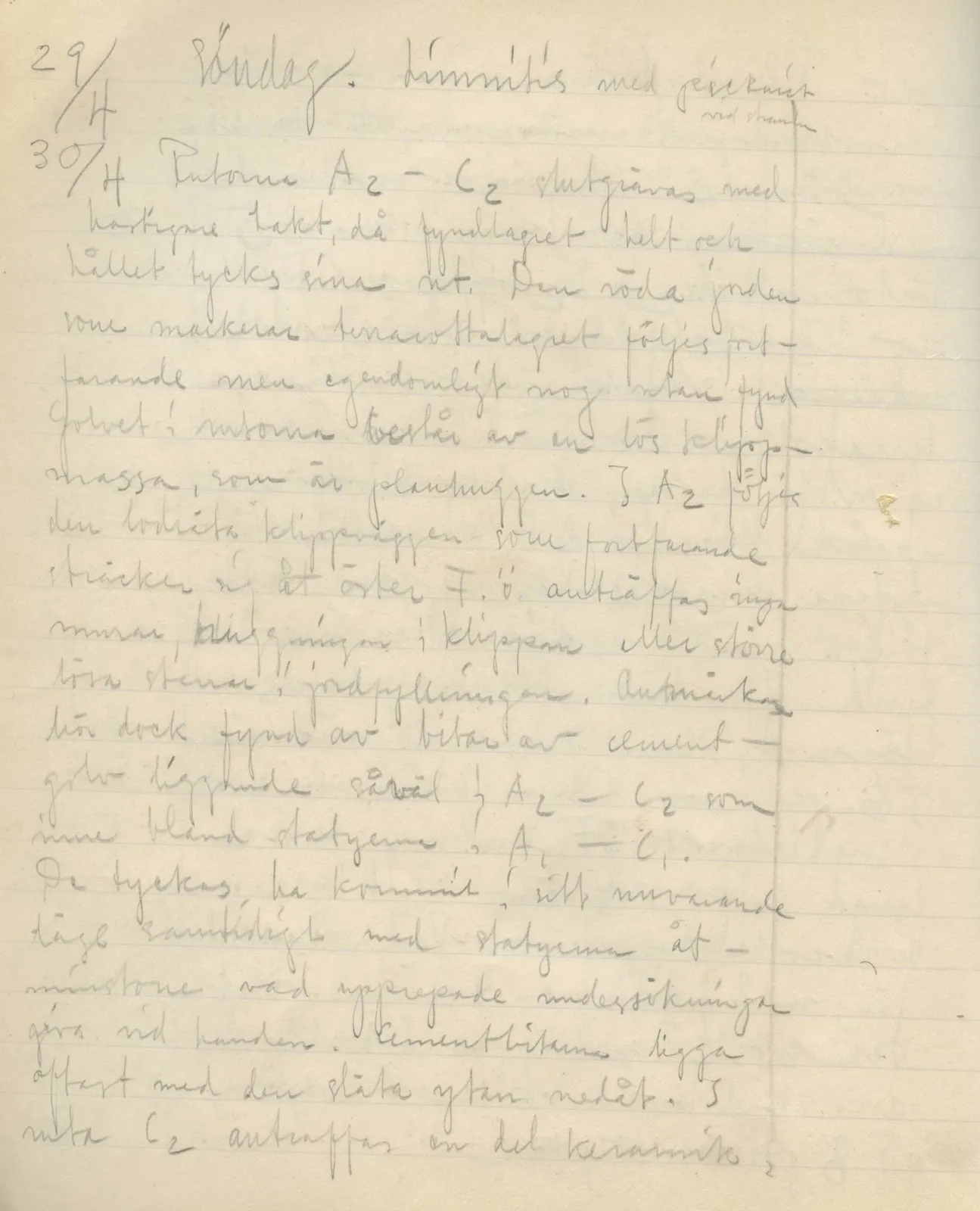 Scan 36 of field diary DII:3a (Vouni I), handwritten in Swedish. The transcription and translation follow.
