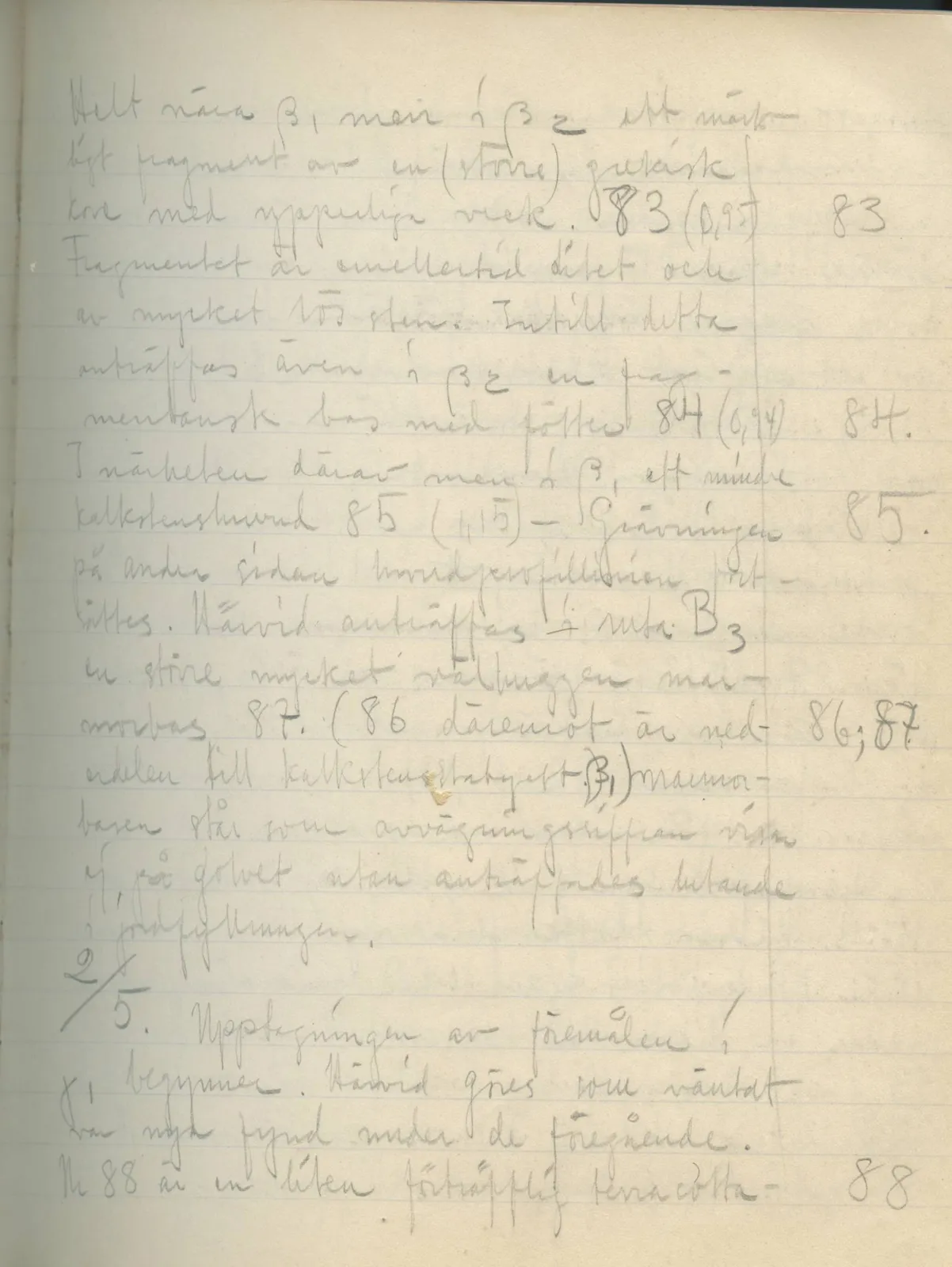 Scan 45 of field diary DII:3a (Vouni I), handwritten in Swedish. The transcription and translation follow.