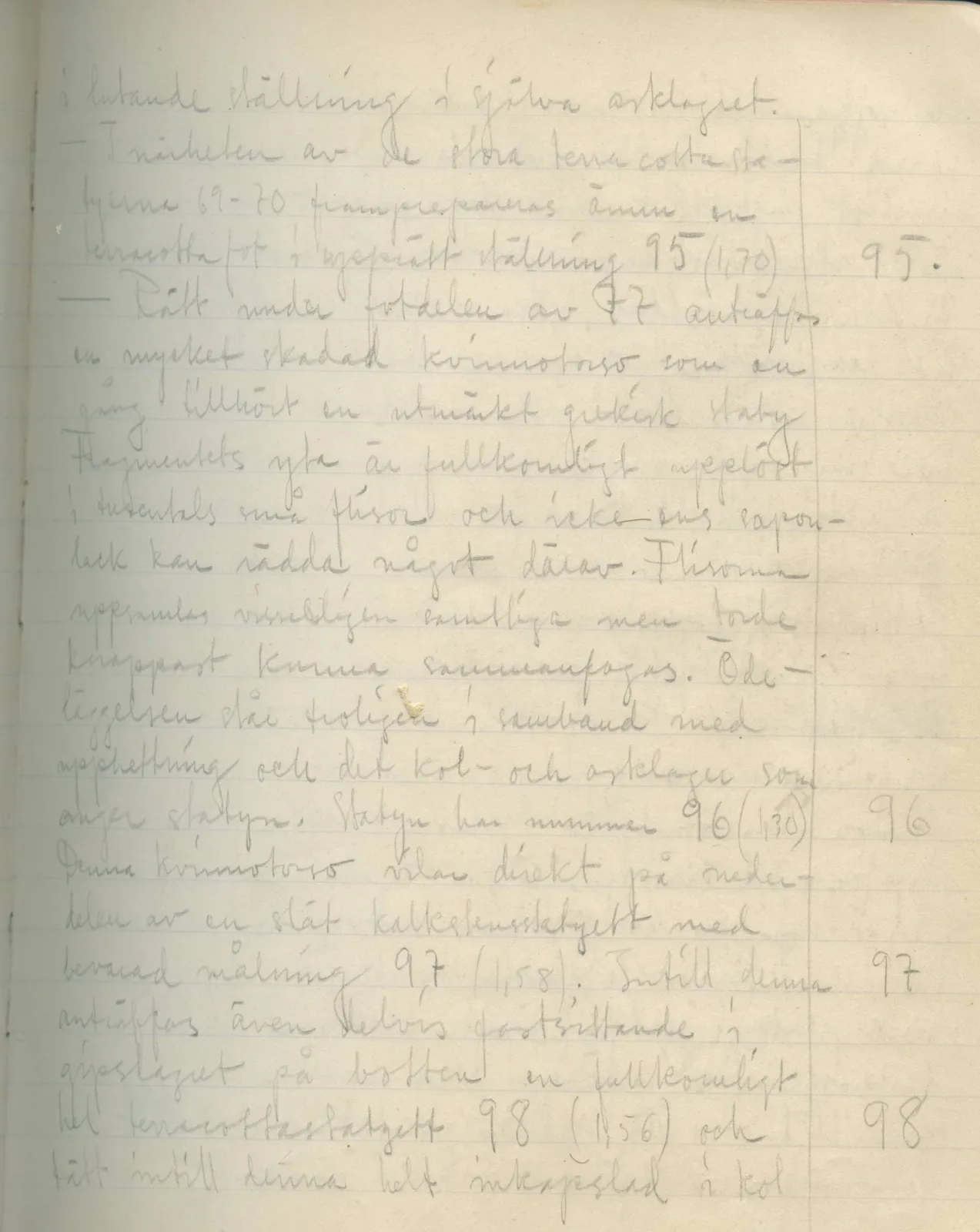Scan 47 of field diary DII:3a (Vouni I), handwritten in Swedish. The transcription and translation follow.