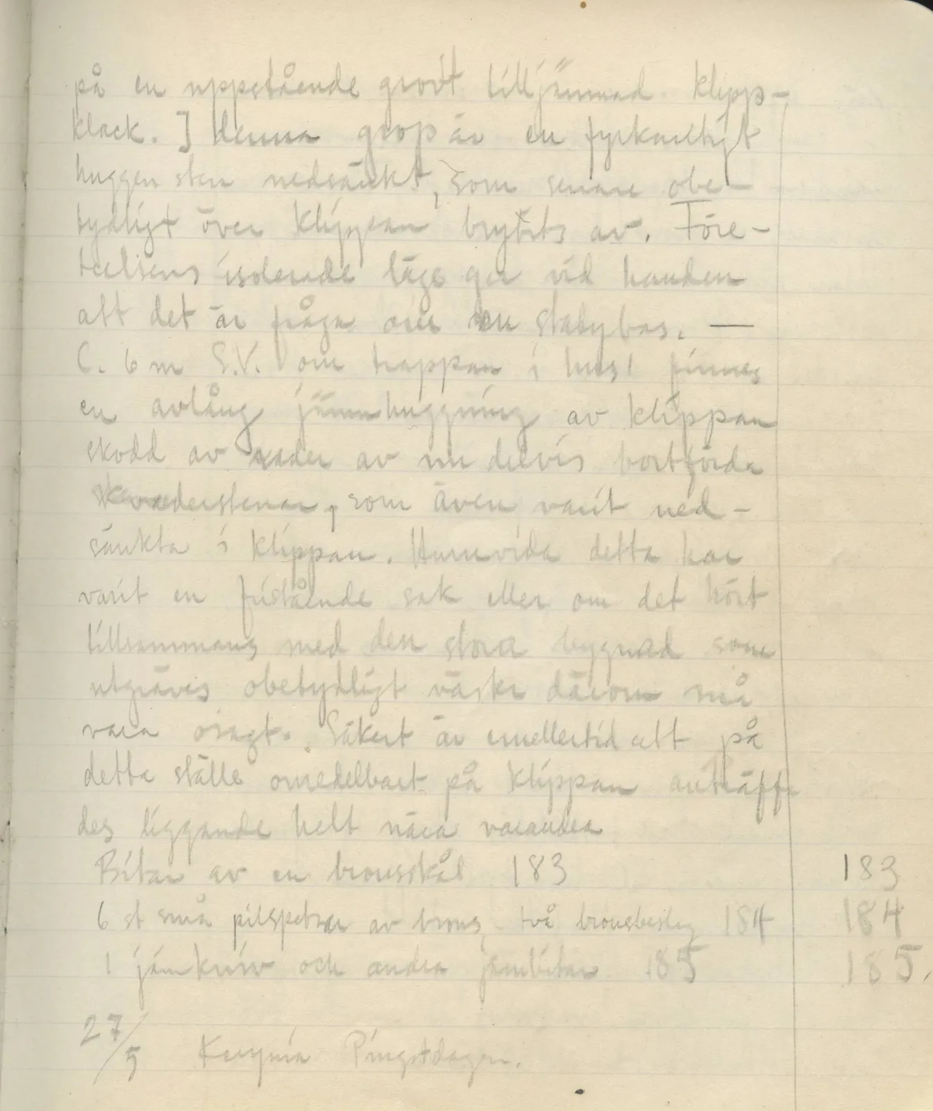 Scan 107 of field diary DII:3a (Vouni I), handwritten in Swedish. The transcription and translation follow.