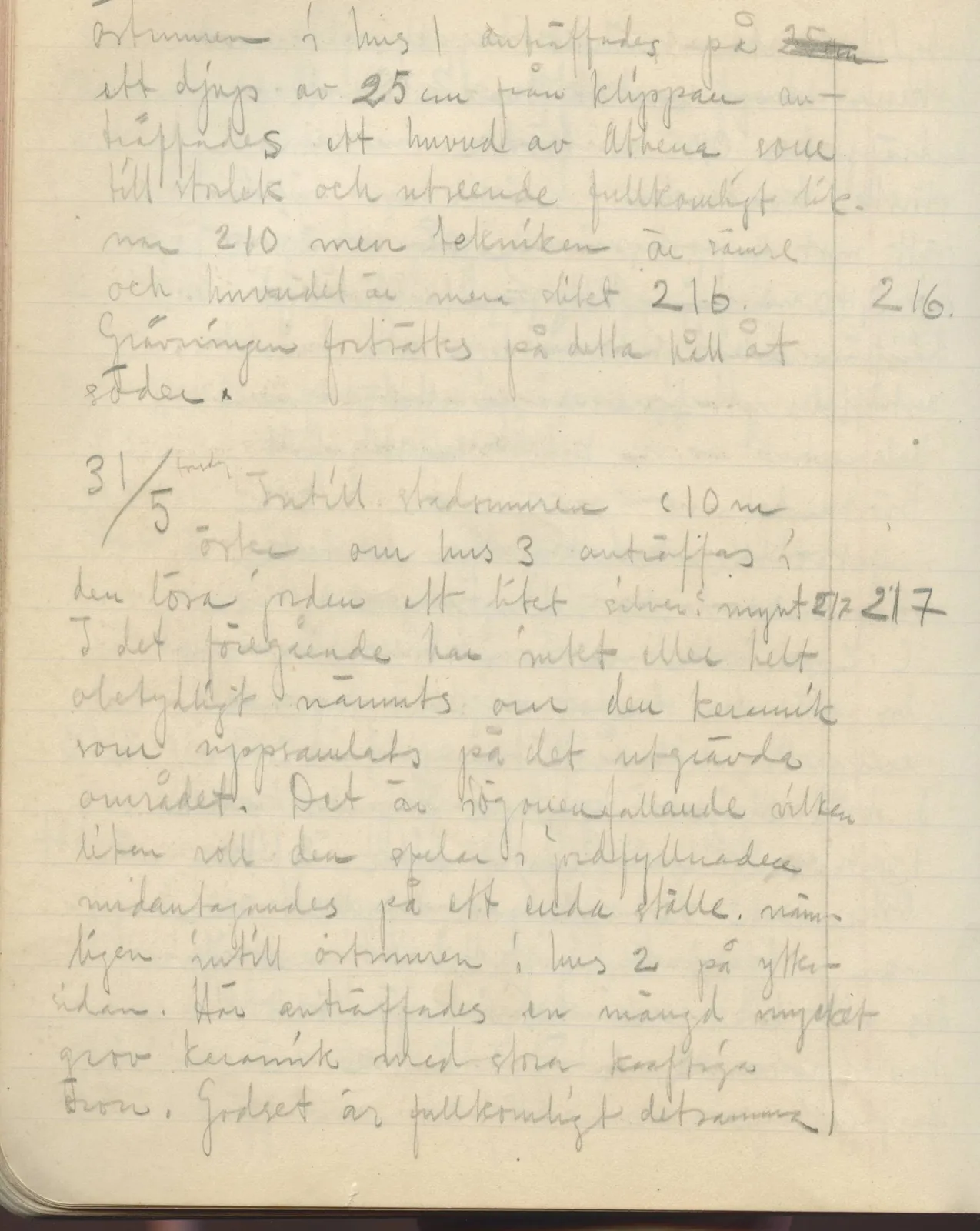 Scan 116 of field diary DII:3a (Vouni I), handwritten in Swedish. The transcription and translation follow.
