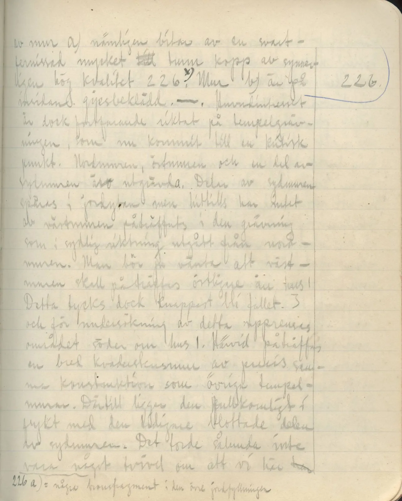 Scan 123 of field diary DII:3a (Vouni I), handwritten in Swedish. The transcription and translation follow.