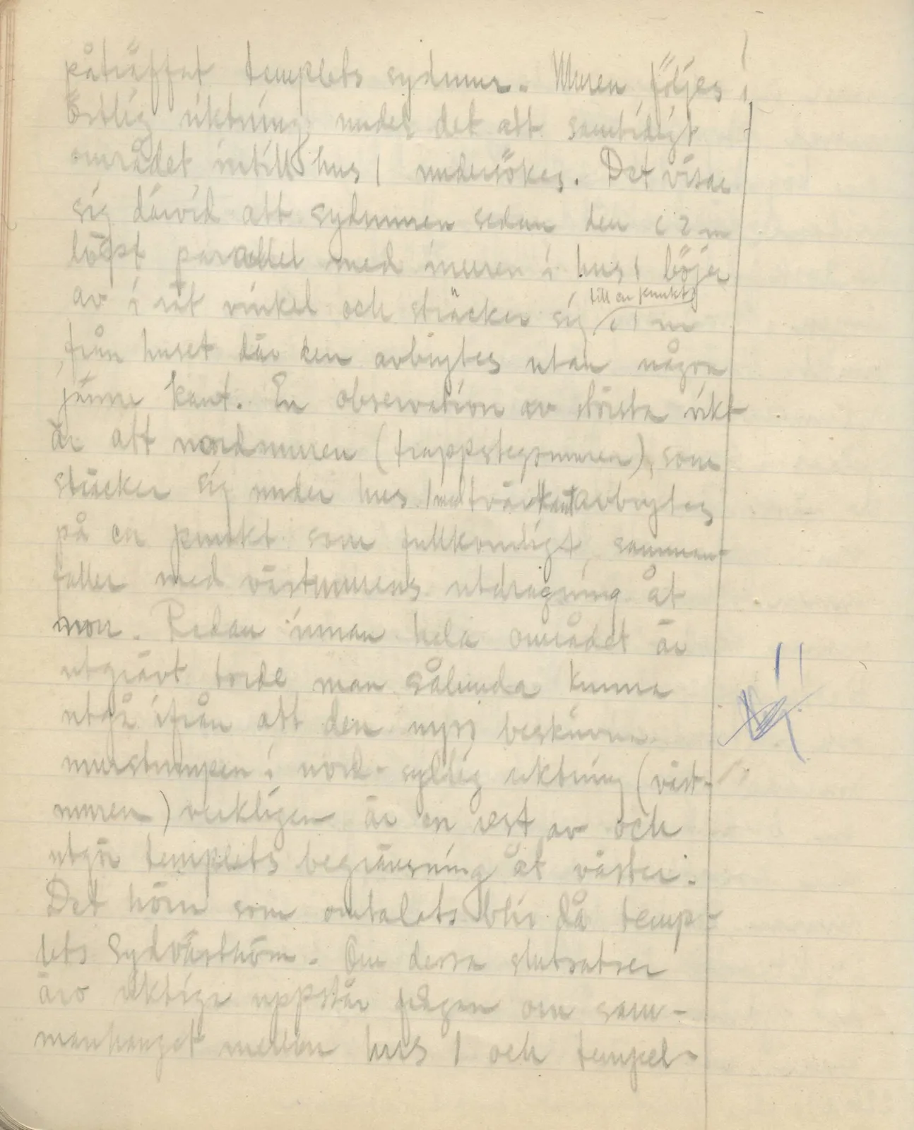Scan 124 of field diary DII:3a (Vouni I), handwritten in Swedish, with drawings. The transcription and translation follow.