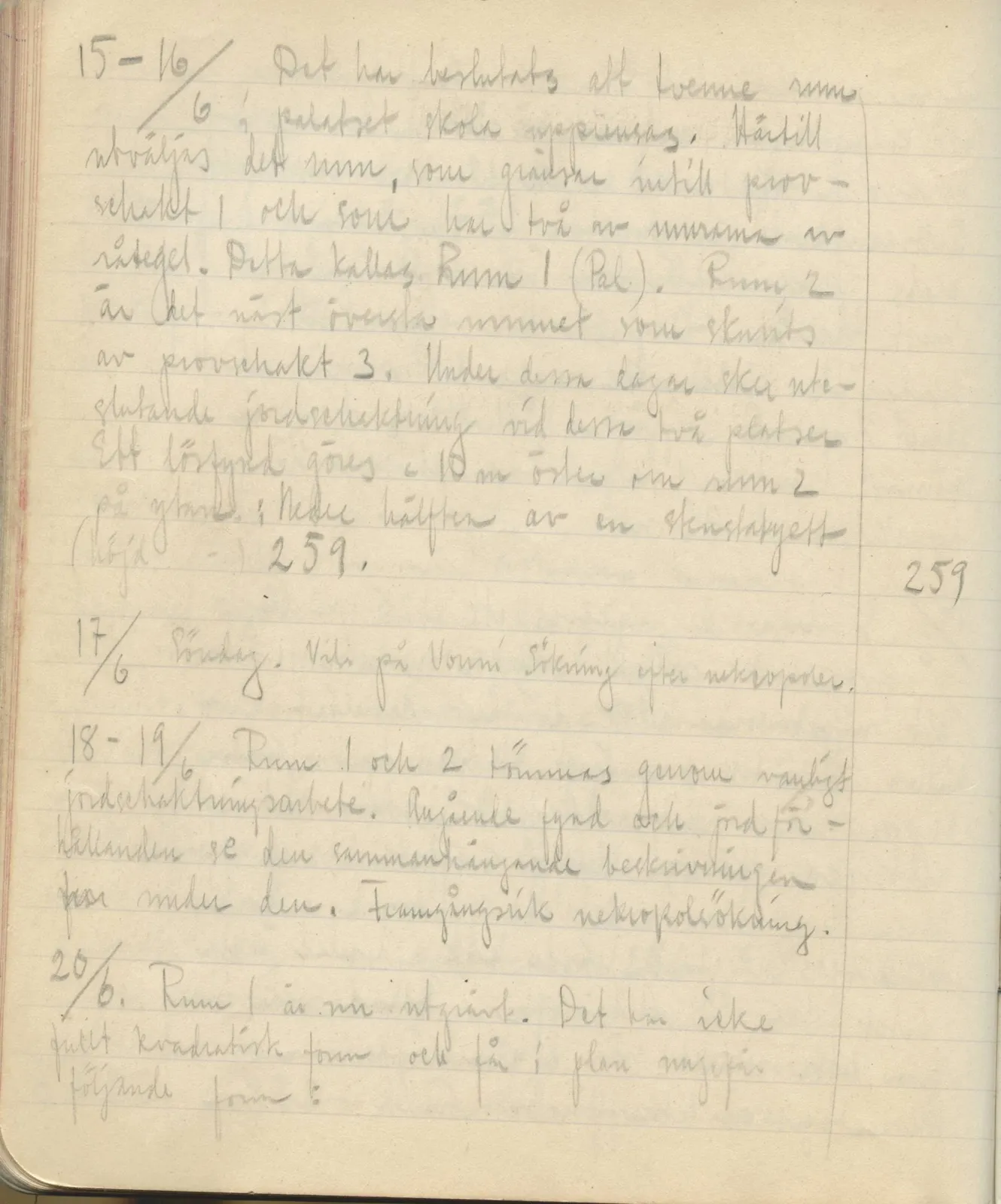 Scan 166 of field diary DII:3a (Vouni I), handwritten in Swedish. The transcription and translation follow.